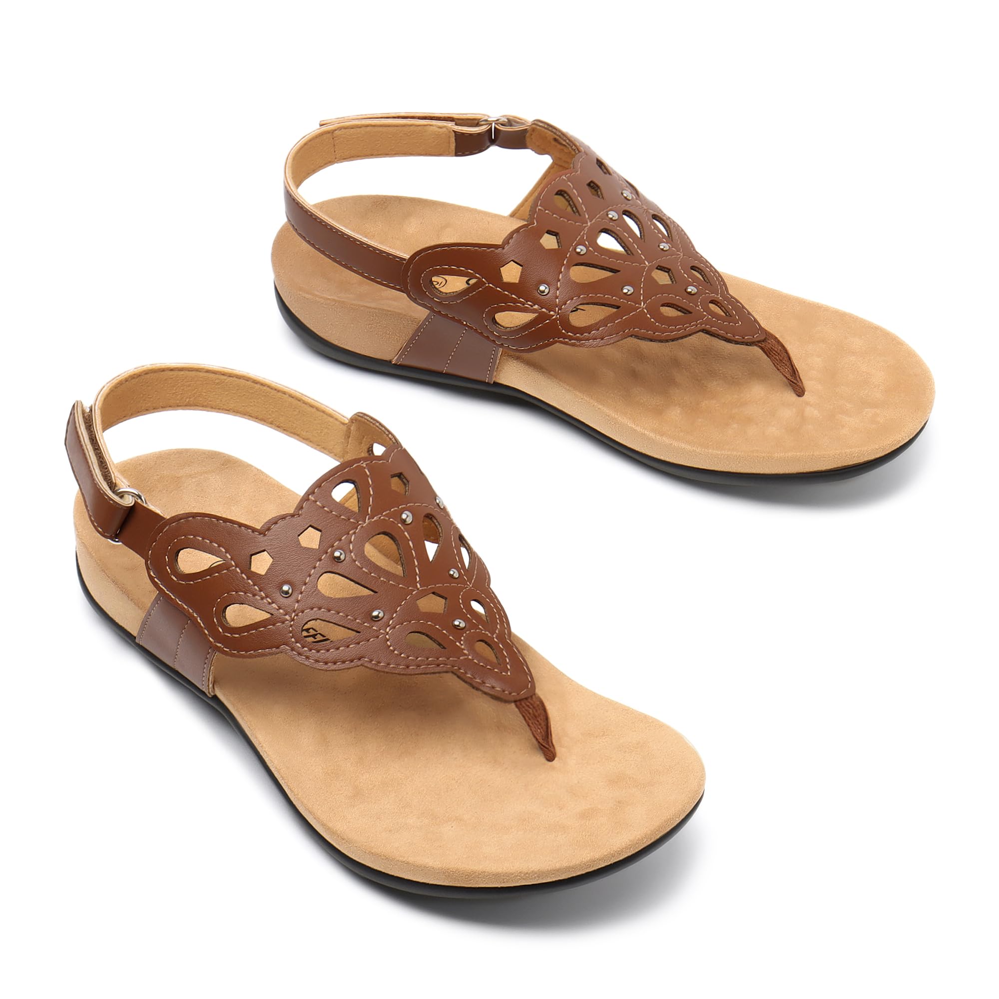 Foto 6 pulgar | Sandalias Ortopédicas Athlefit De Piel Con Soporte Para Arco, Color Marrón 5.5 - Venta Internacional.