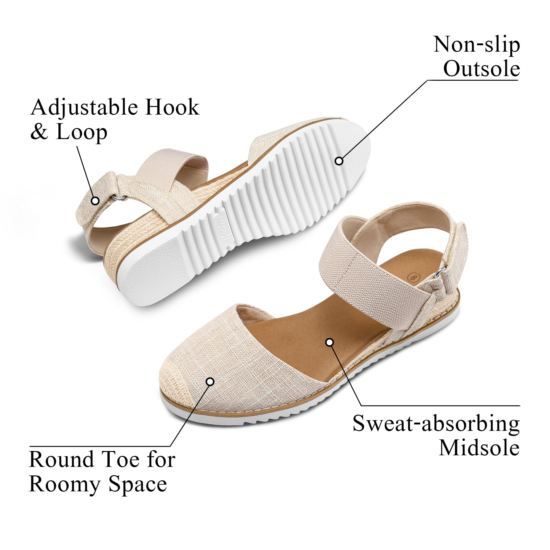 Foto 3 pulgar | Sandalias Mysoft Para Mujer, Cuña Baja, Punta Cerrada, Cómodas - Venta Internacional.