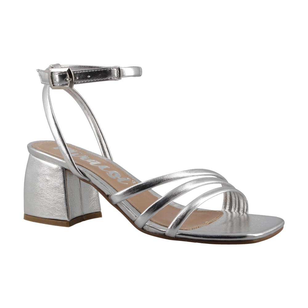 Foto 2 | Sandalia Mujer Miracol By Mama Lola 10241 Plata Sandalia Mujer Tacon Ancho Dama Talla 23 A 27 E