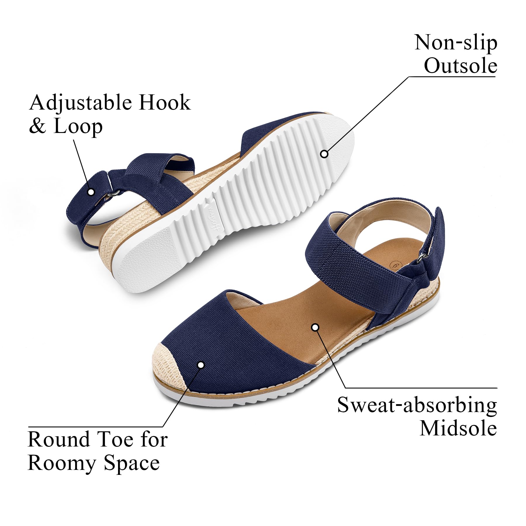 Foto 3 pulgar | Sandalias Mysoft Para Mujer, Cuña Baja, Punta Cerrada, Cómodas - Venta Internacional.
