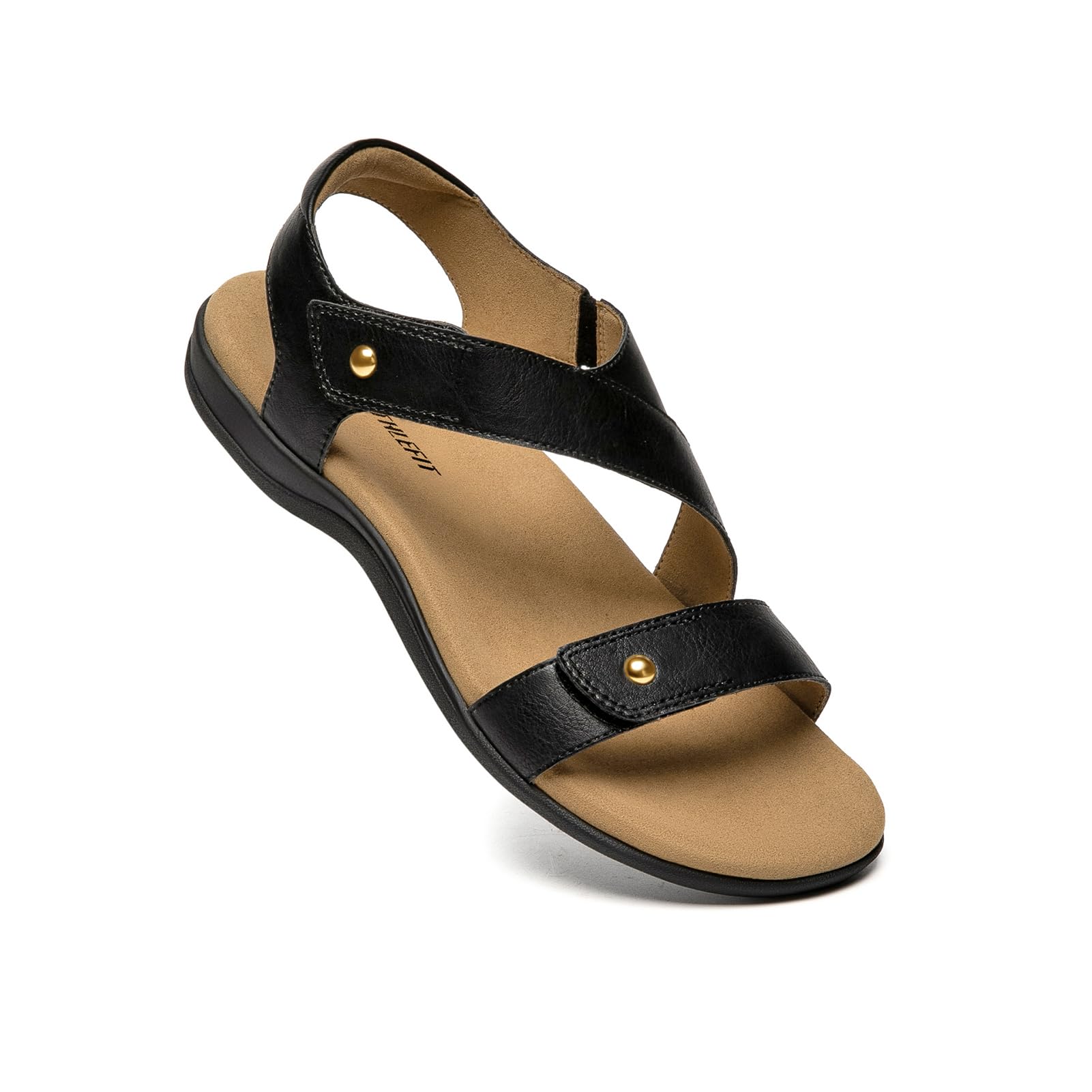 Foto 4 pulgar | Sandalias Ortopédicas Athlefit Para Mujer Con Soporte En Arco Negras - Venta Internacional.