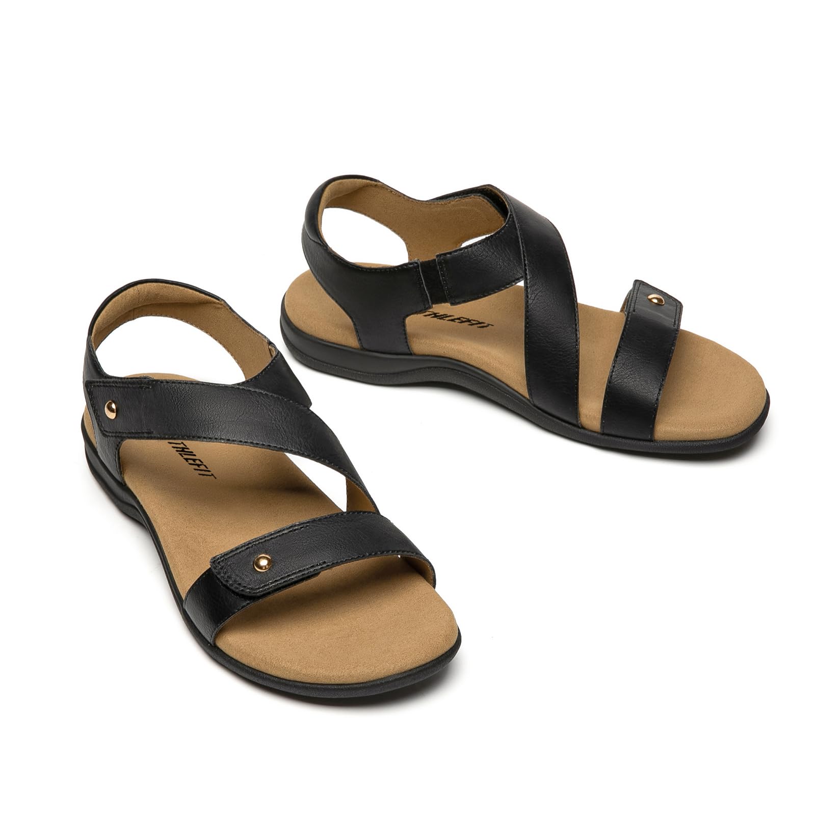 Foto 6 pulgar | Sandalias Ortopédicas Athlefit Para Mujer Con Soporte En Arco Negras - Venta Internacional.