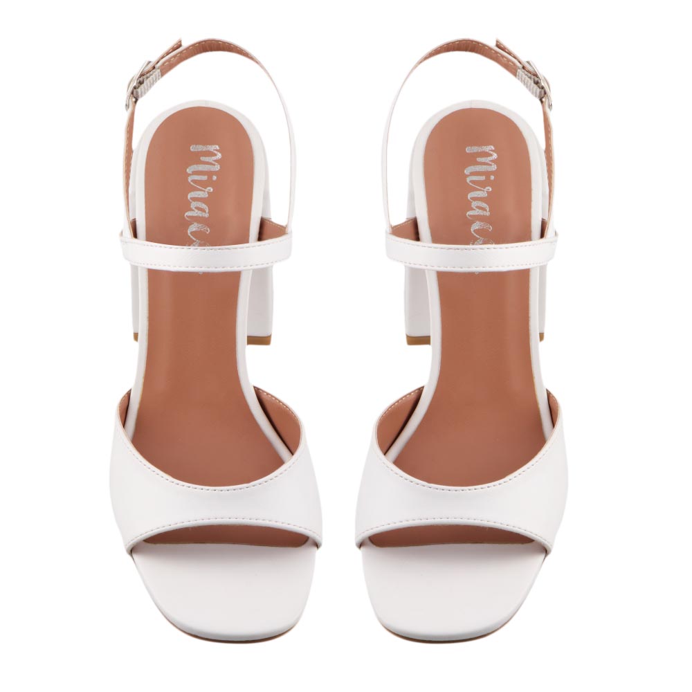 Foto 7 pulgar | Sandalia Elegante Mujer Miracol By Mama Lola 8423 Blanco Tacon Ancho Alto Dama Talla 23 A 26 E