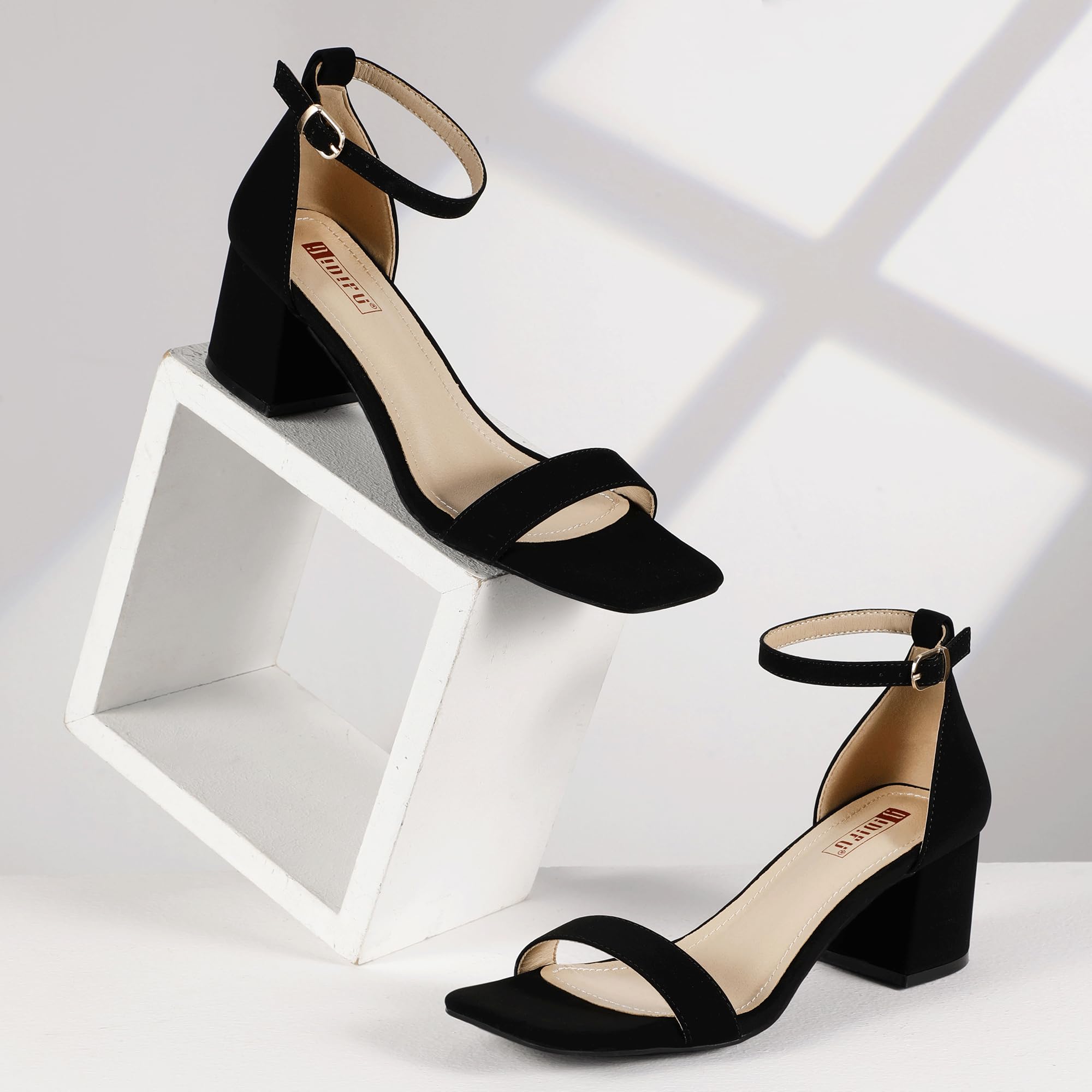 Foto 7 pulgar | Sandalias De Tacón Idifu Black Nobuck De Tacón Bajo Para Mujer - Venta Internacional.