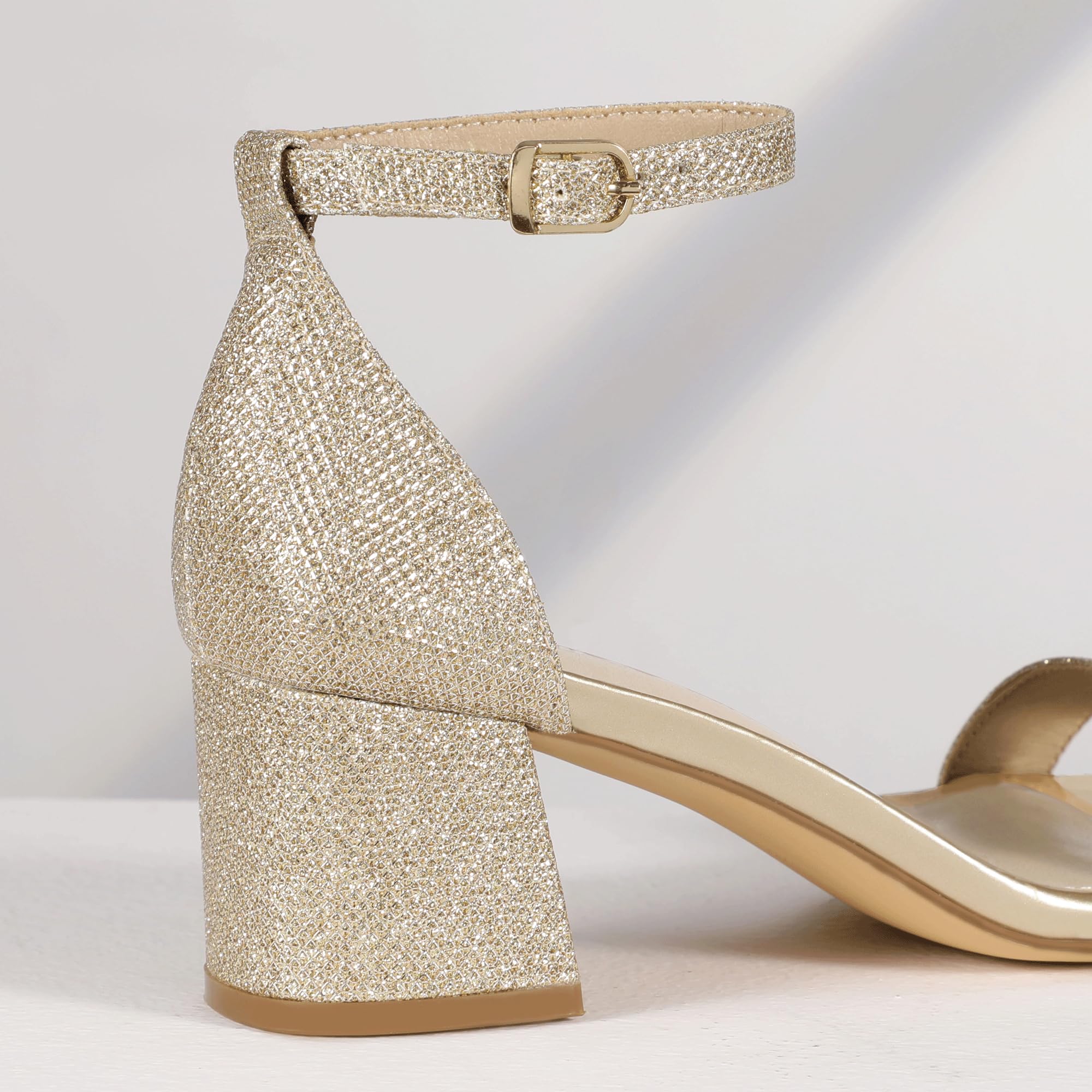 Foto 6 pulgar | Sandalias Idifu Gold Chunky Block Con Tacón Bajo Y Punta Abierta Para Mujer - Venta Internacional.