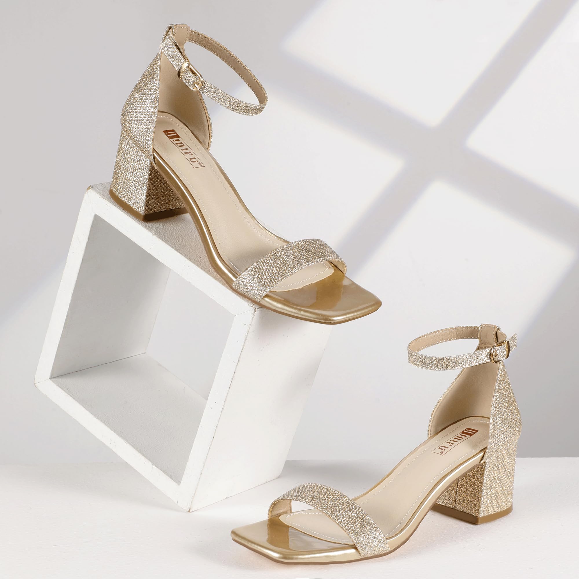 Foto 7 pulgar | Sandalias Idifu Gold Chunky Block Con Tacón Bajo Y Punta Abierta Para Mujer - Venta Internacional.