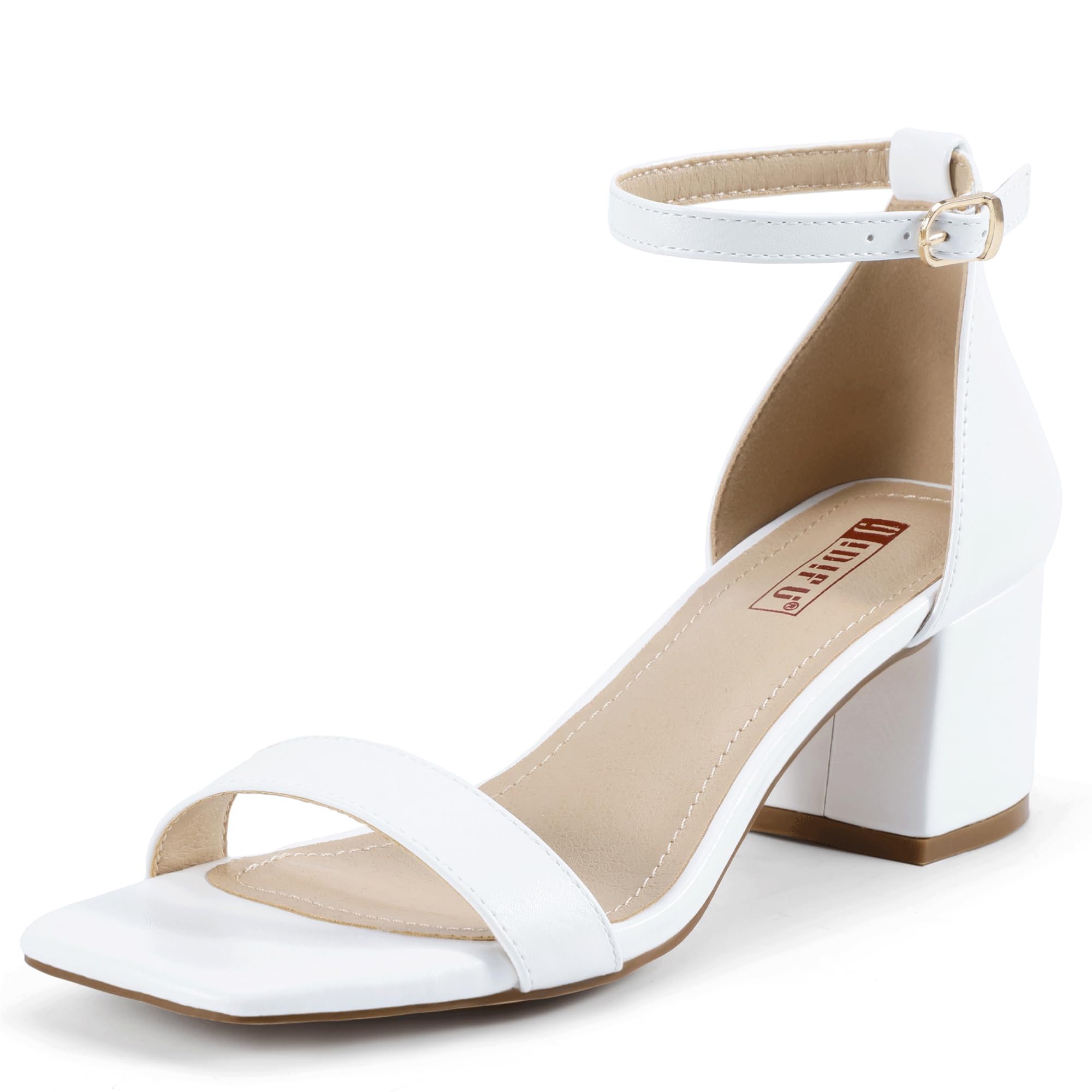 Foto 2 pulgar | Sandalias De Tacón Idifu White Chunky Block De Tacón Bajo Para Mujer - Venta Internacional.