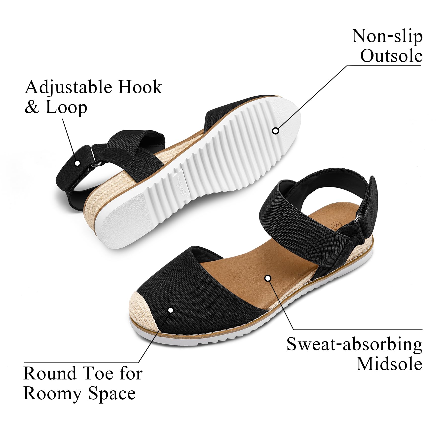 Foto 2 | Alpargatas Sandals Mysoft Para Mujer Con Cuña Baja Y Punta Cerrada - Venta Internacional.