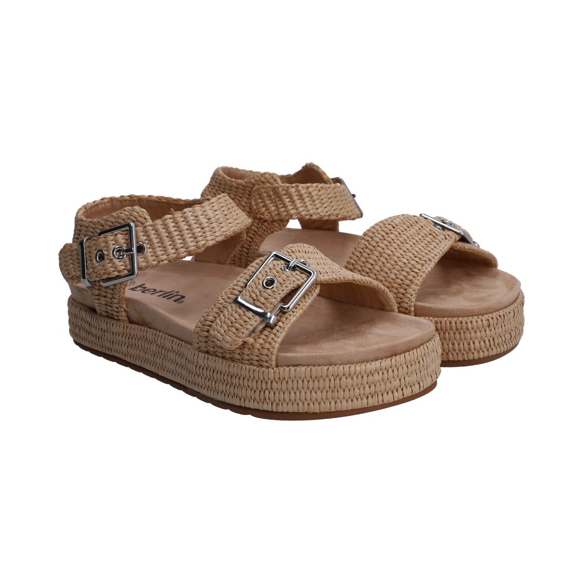 Foto 2 pulgar | Sandalia Dama Berlin Beige Plataforma Con Hebillas