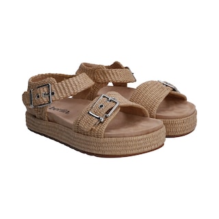 Foto 1 | Sandalia Dama Berlin Beige Plataforma Con Hebillas
