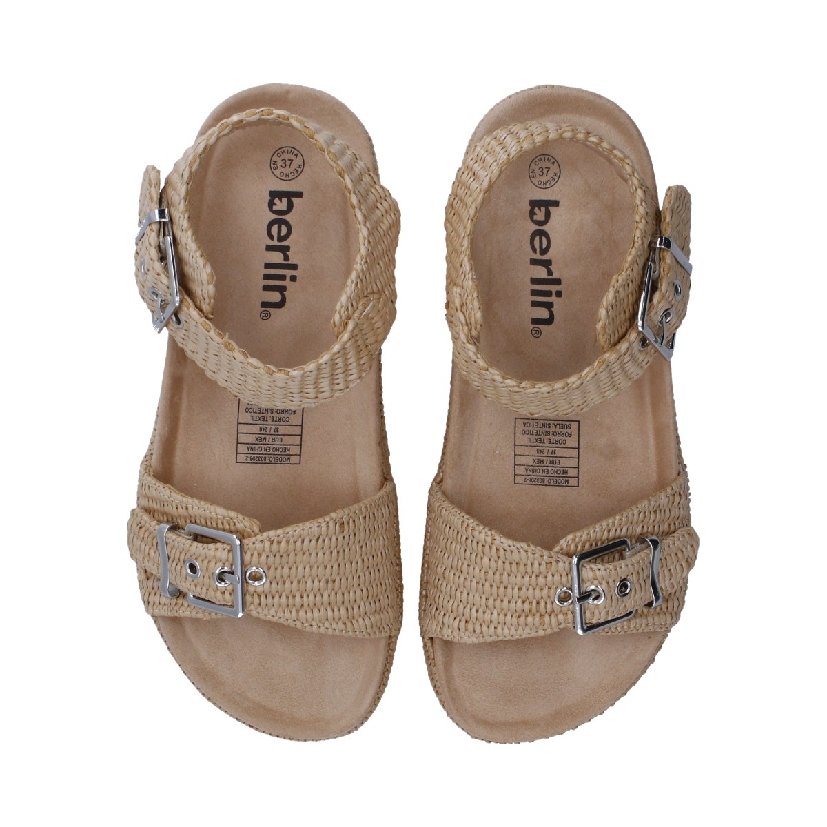 Foto 5 pulgar | Sandalia Dama Berlin Beige Plataforma Con Hebillas