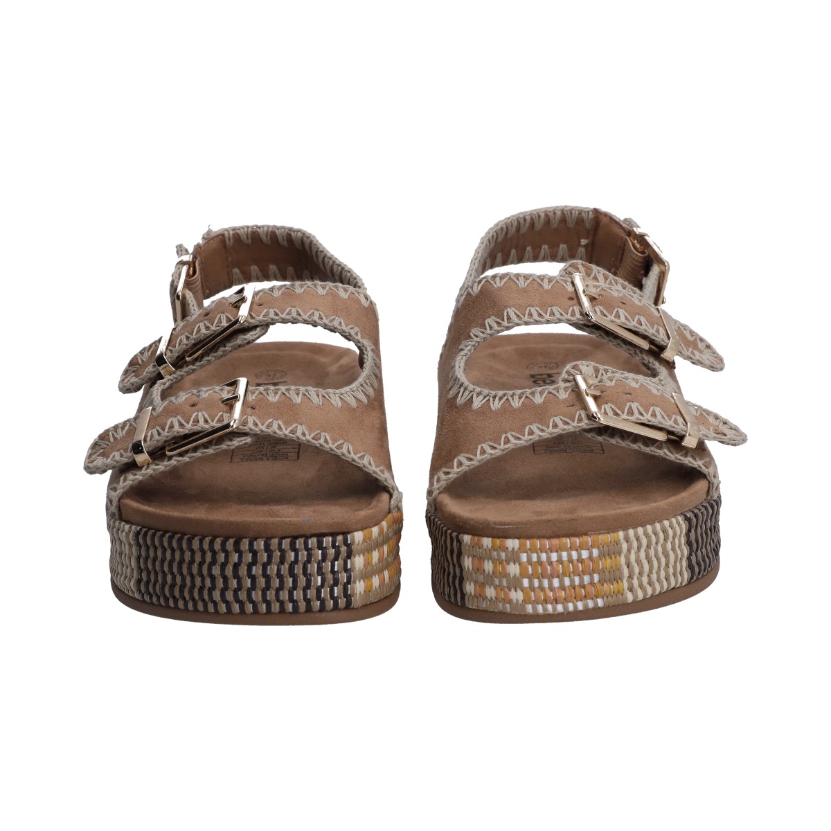 Foto 2 | Sandalia Dama Berlin Camel Plataforma Con Hebillas