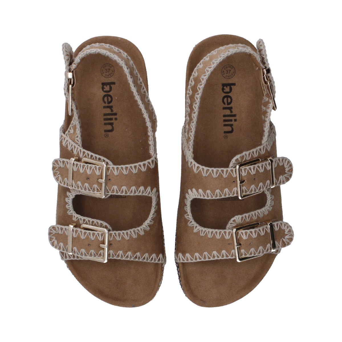 Foto 5 pulgar | Sandalia Dama Berlin Camel Plataforma Con Hebillas