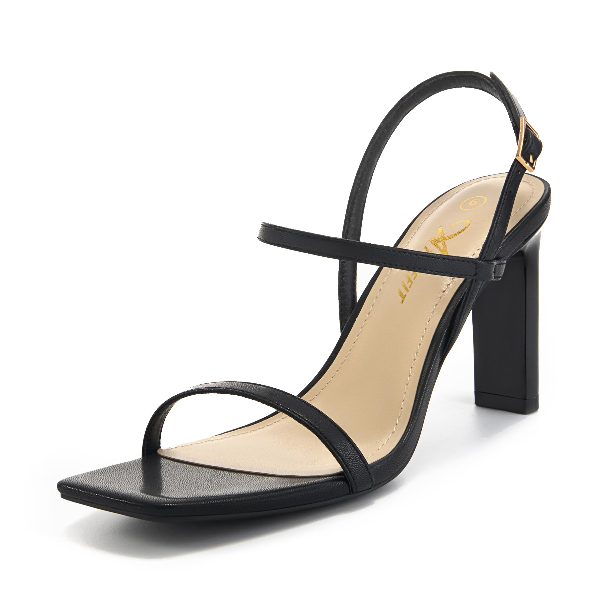 Foto 2 pulgar | Sandalias Athlefit De Piel Negra Para Mujer, Tacón Alto, Talla 9.5 - Venta Internacional.