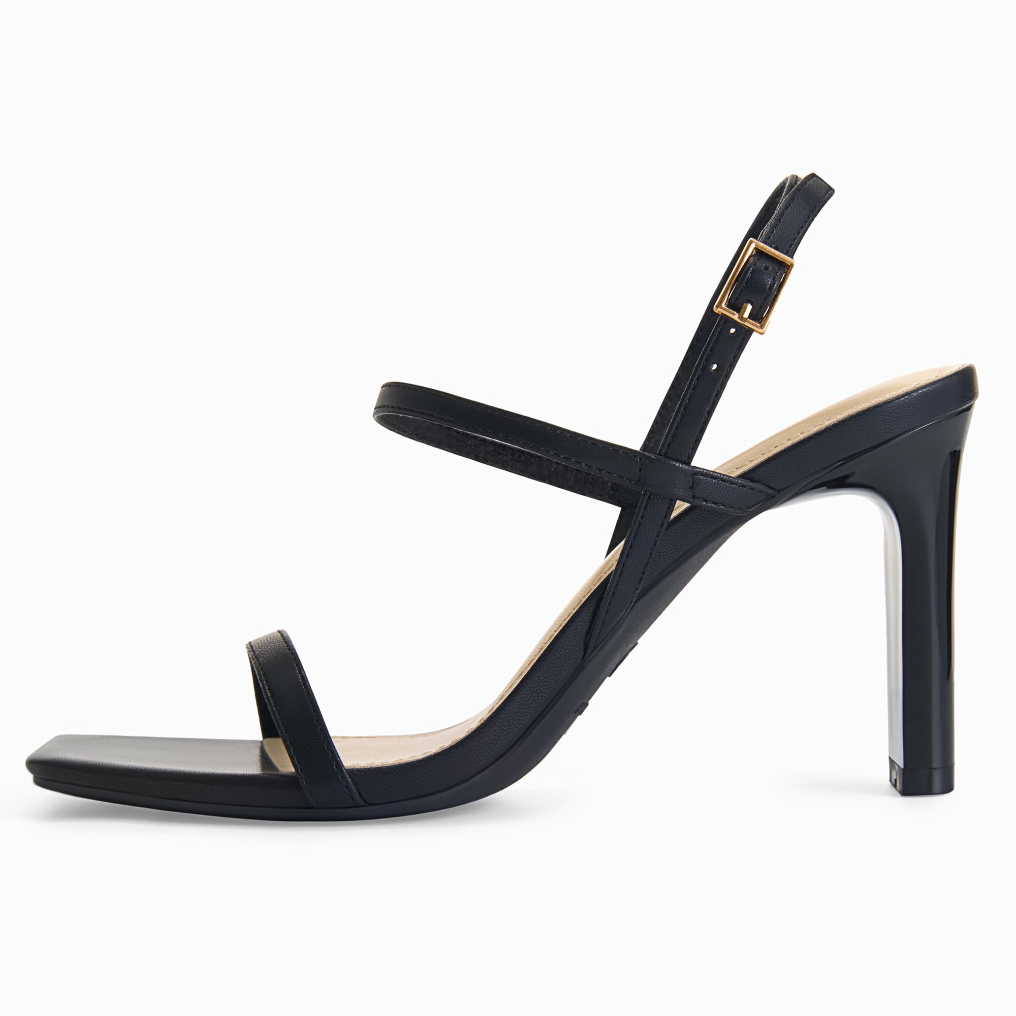Foto 2 | Sandalias Athlefit De Piel Negra Para Mujer, Tacón Alto, Talla 9.5 - Venta Internacional.