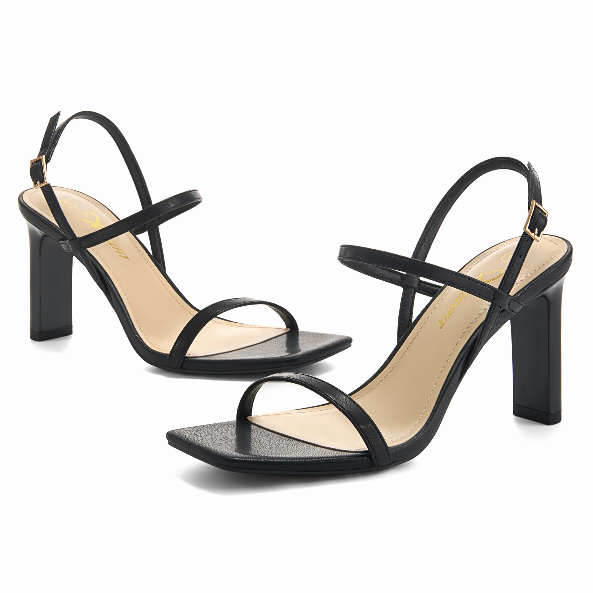 Foto 5 pulgar | Sandalias Athlefit De Piel Negra Para Mujer, Tacón Alto, Talla 9.5 - Venta Internacional.