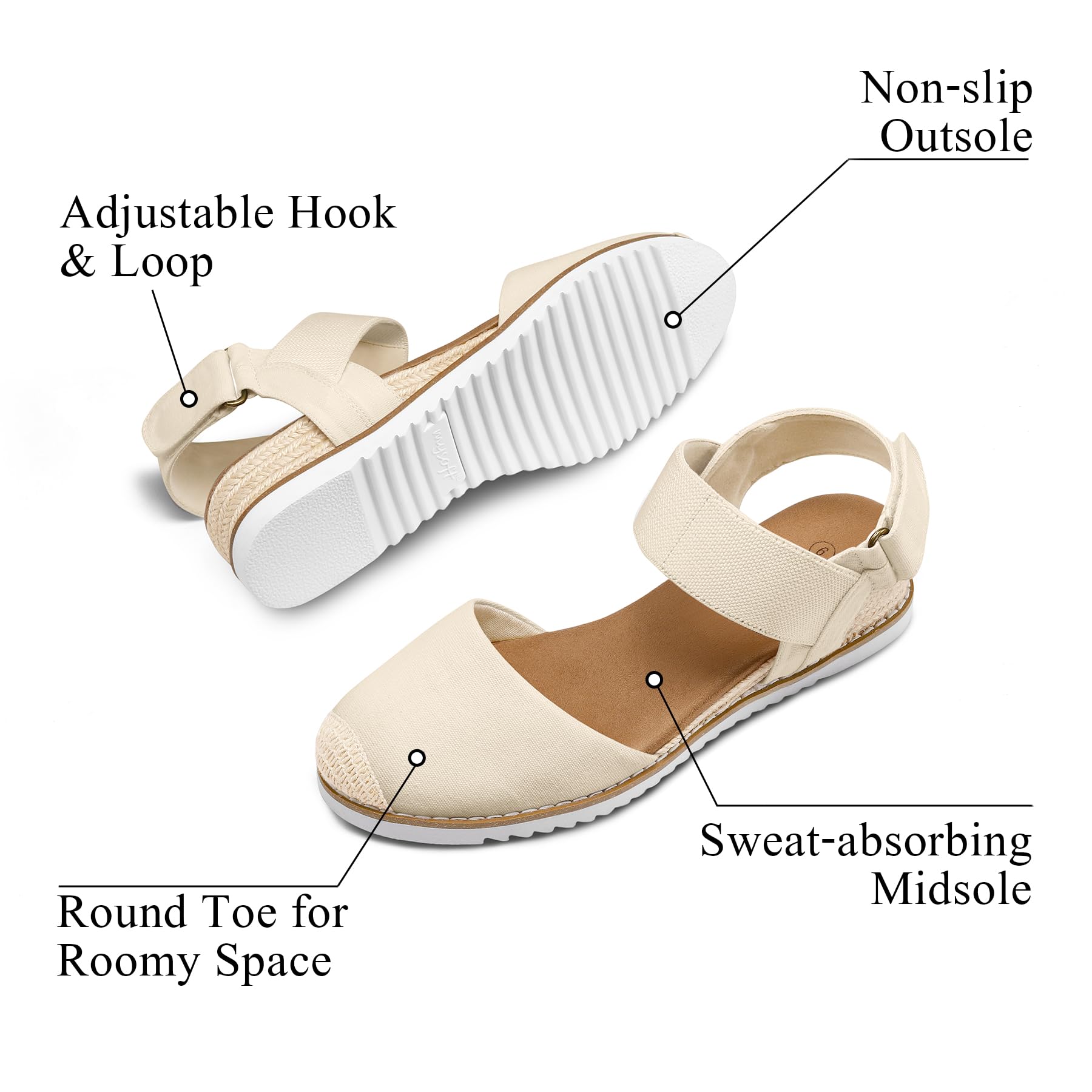 Foto 3 pulgar | Alpargatas Sandals Mysoft Para Mujer Con Cuña Baja Y Punta Cerrada - Venta Internacional.