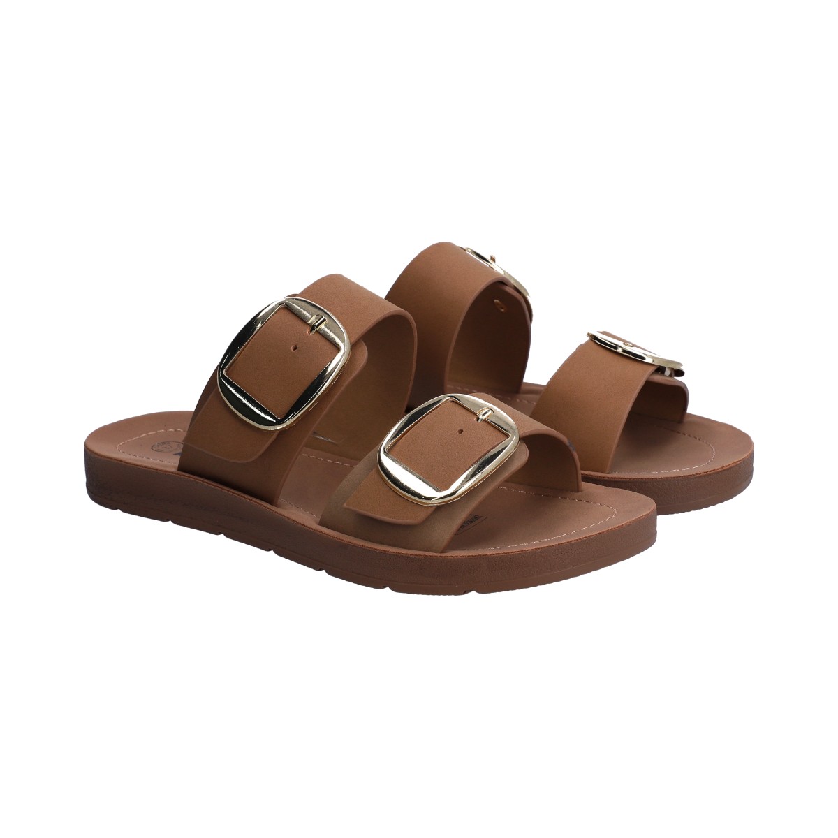 Sandalia Dama Berlin De Piso Camel Con Hebillas