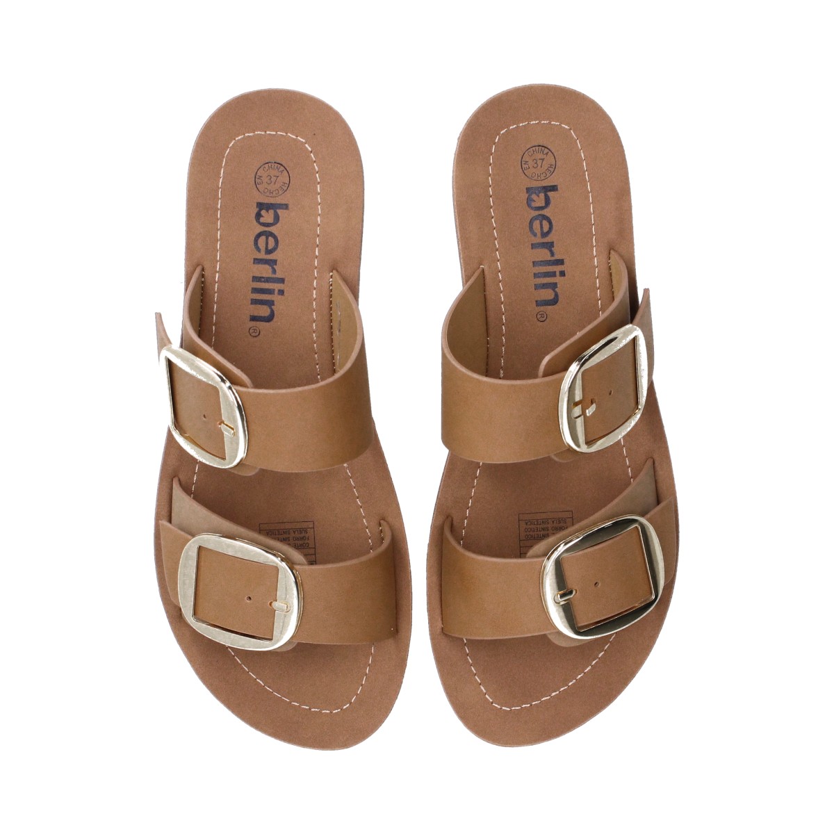 Foto 4 | Sandalia Dama Berlin De Piso Camel Con Hebillas
