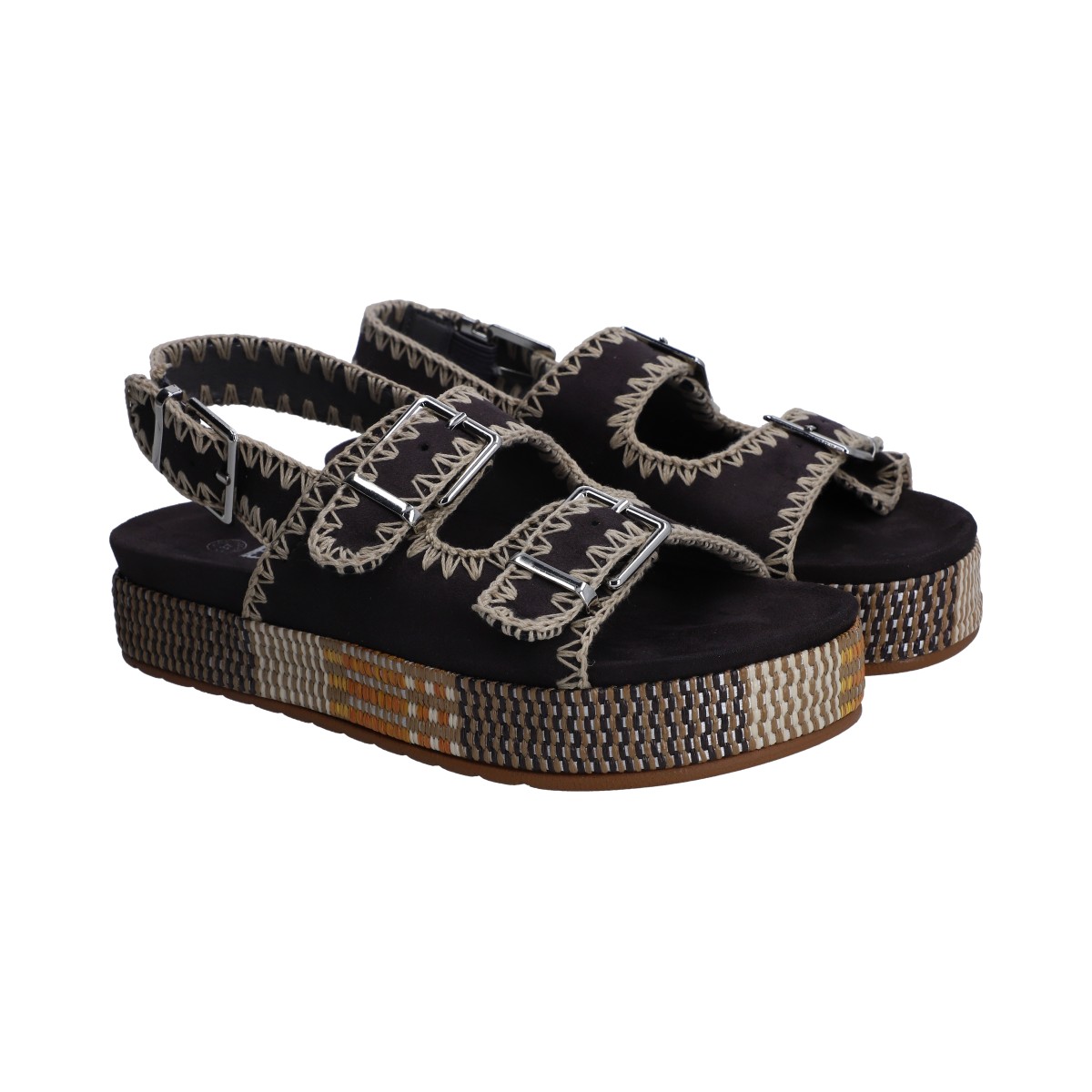 Foto 1 | Sandalia Dama Berlin Gris Plataforma Con Hebillas