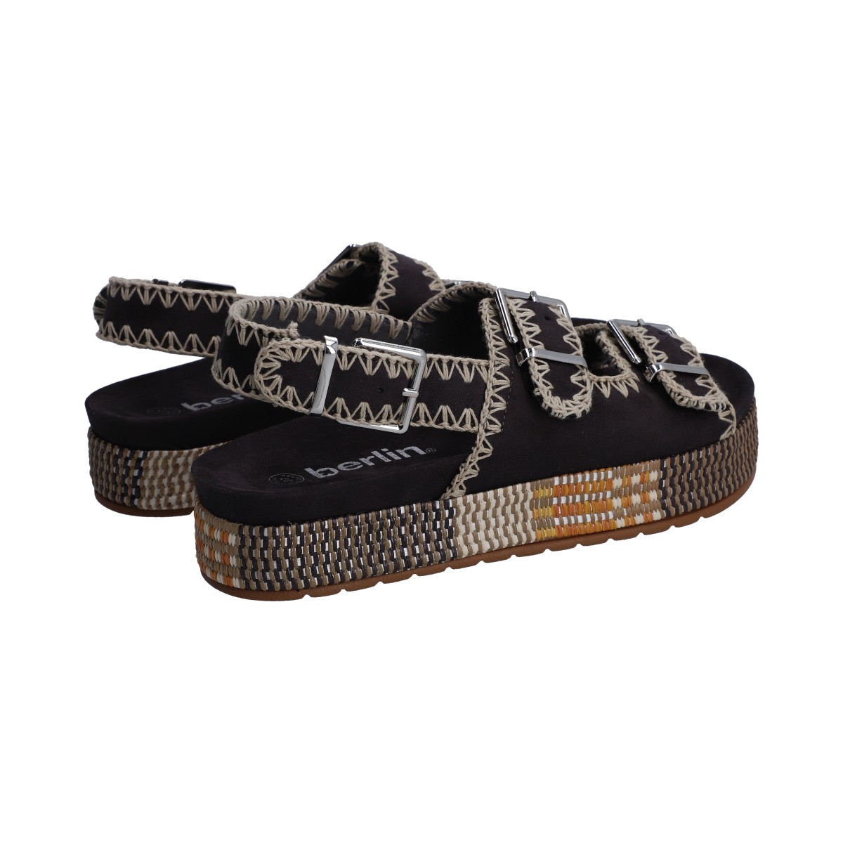 Foto 3 | Sandalia Dama Berlin Gris Plataforma Con Hebillas