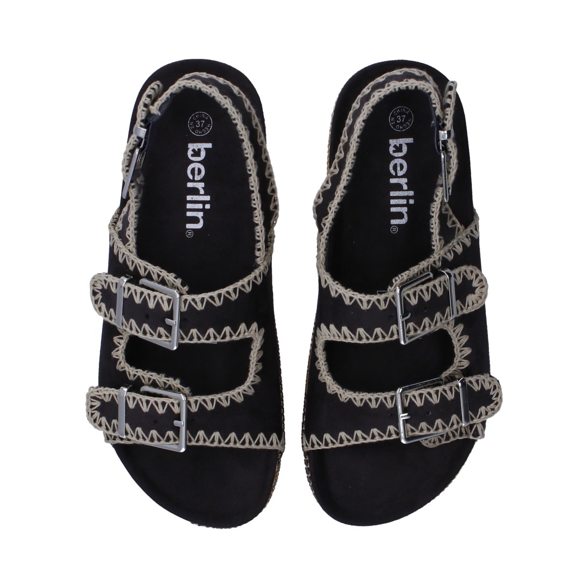 Foto 4 | Sandalia Dama Berlin Gris Plataforma Con Hebillas