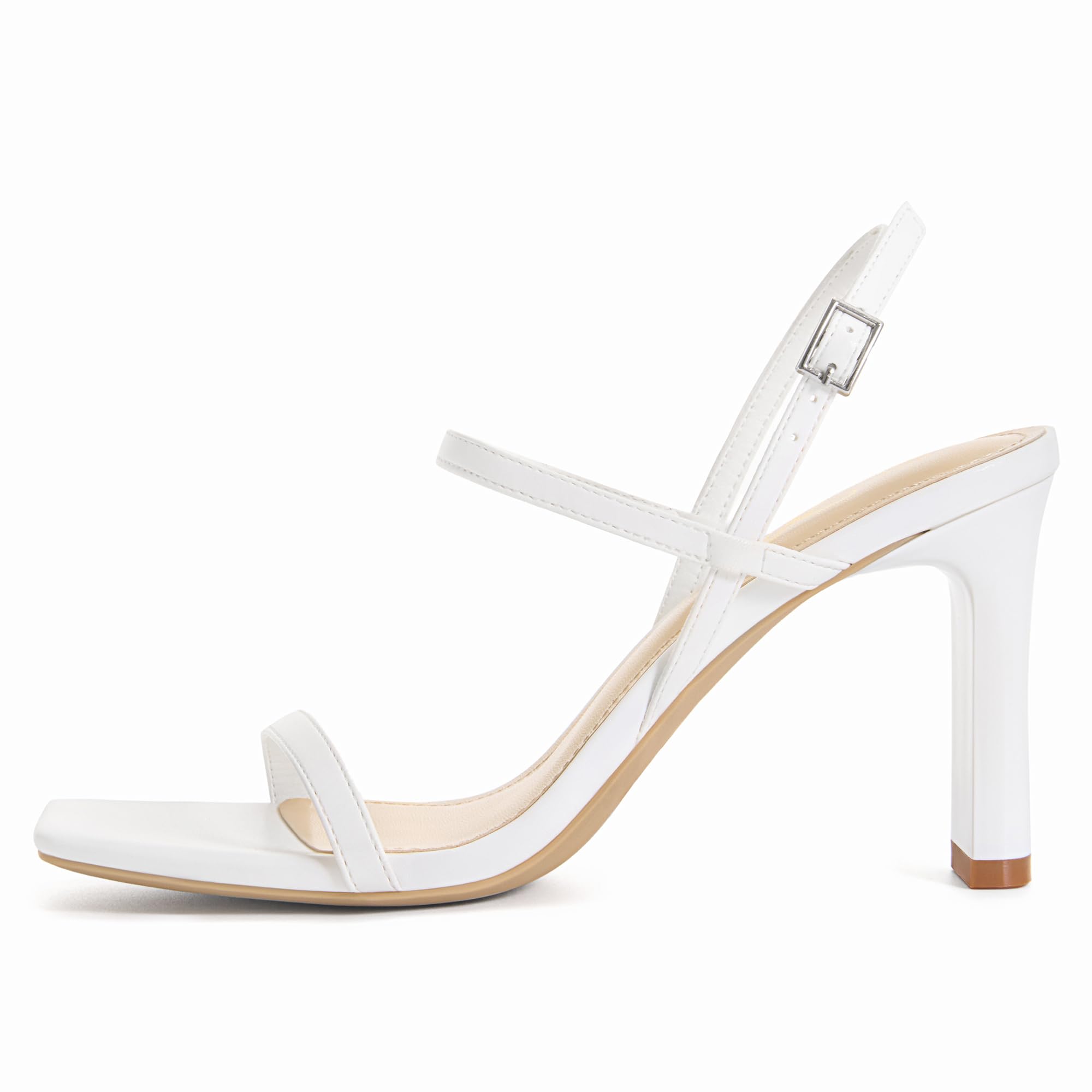 Foto 3 pulgar | Sandalias Athlefit Para Mujer, Tacones Blancos Cuadrados, Punta Abierta, 8 Cm - Venta Internacional.