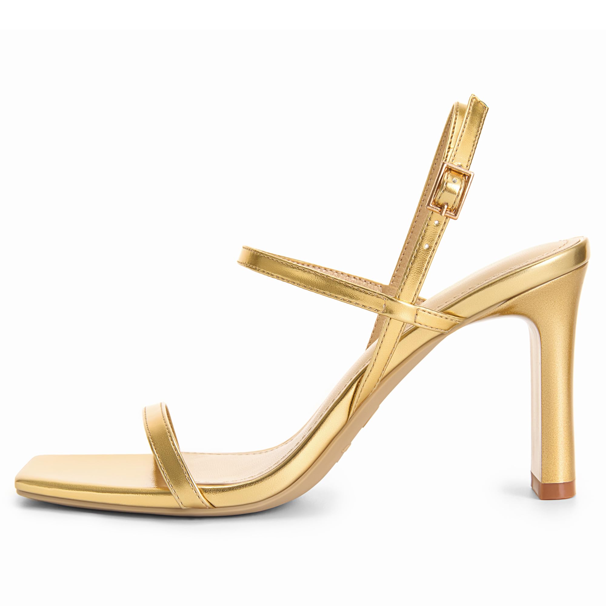 Foto 3 pulgar | Sandalias Athlefit Para Mujer, Tacones Dorados, Tacón Ancho Con Tiras 9.5 - Venta Internacional.