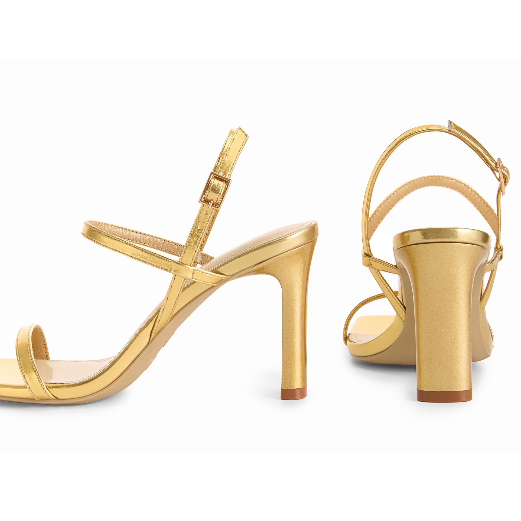 Foto 5 | Sandalias Athlefit Para Mujer, Tacones Dorados, Tacón Ancho Con Tiras 9.5 - Venta Internacional.