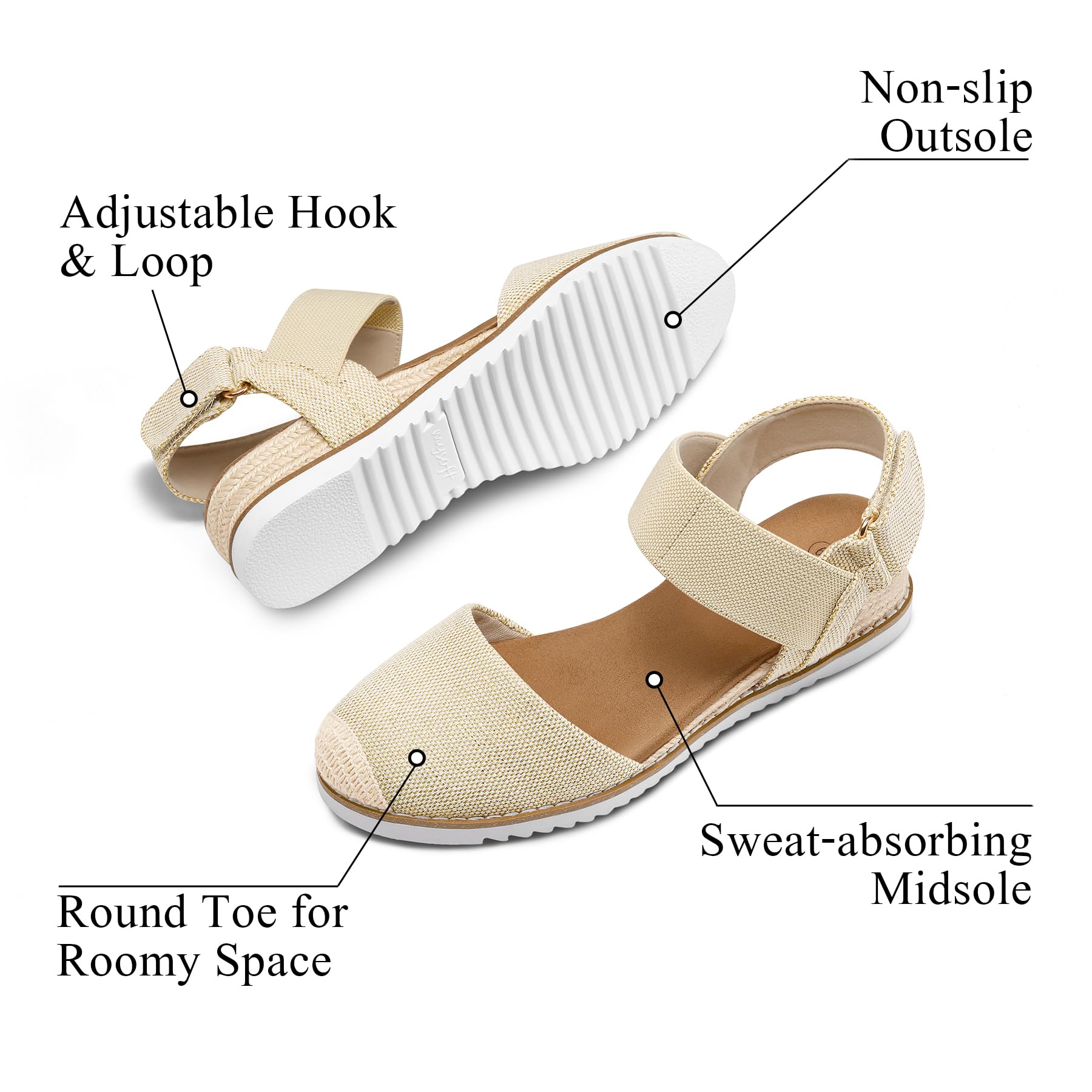 Foto 3 pulgar | Alpargatas Sandals Mysoft Para Mujer Con Cuña Baja Y Punta Cerrada - Venta Internacional.