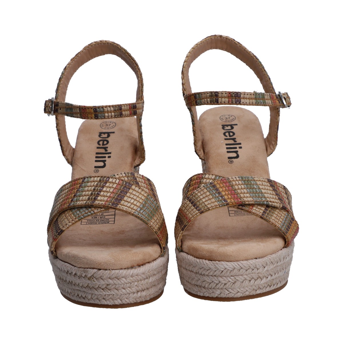Foto 3 pulgar | Sandalia Dama Berlin Multicolor Plataforma Con Yute