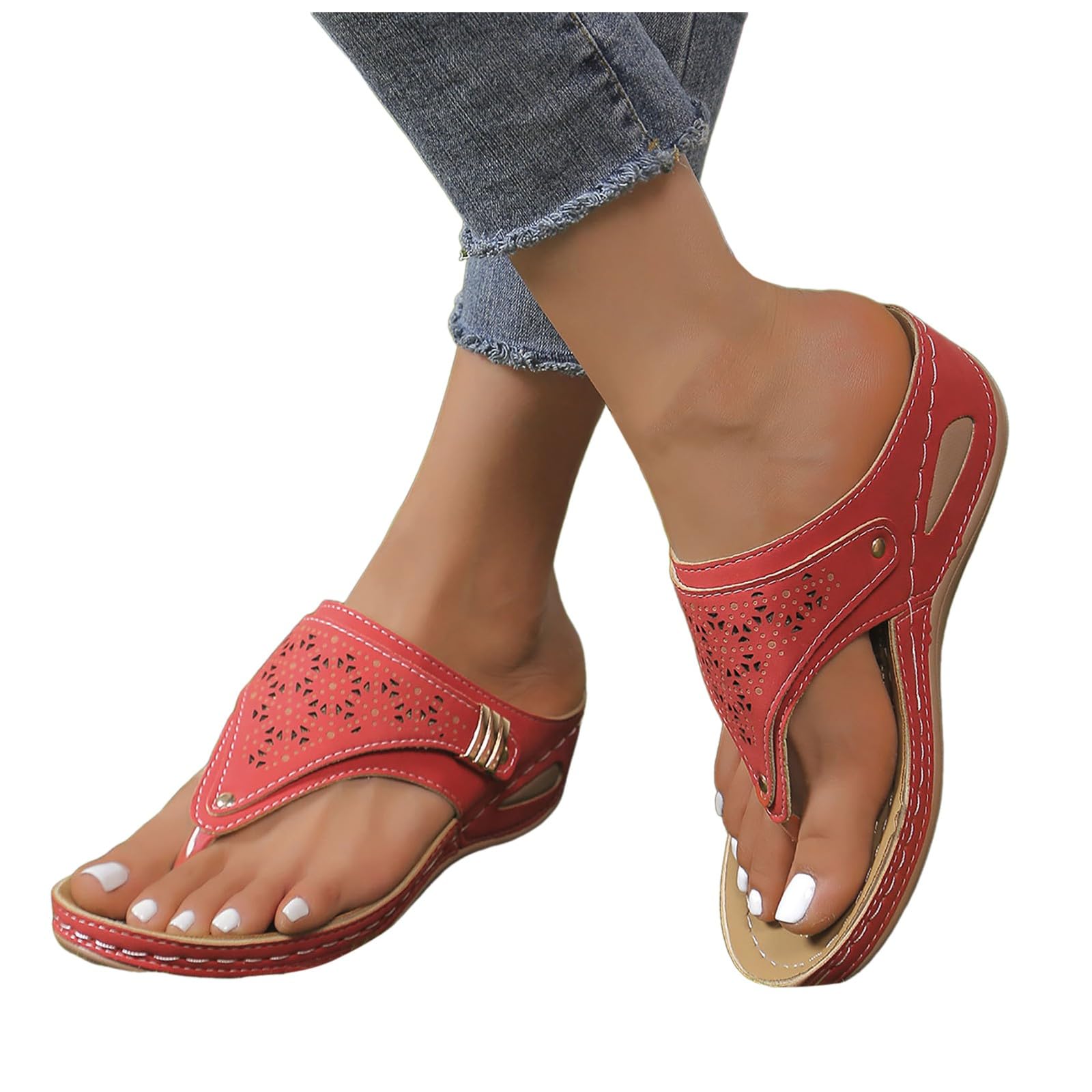 Foto 5 pulgar | Sandalias Ortopédicas Flip Flops Para Mujer Arch Support Red 9 - Venta Internacional.