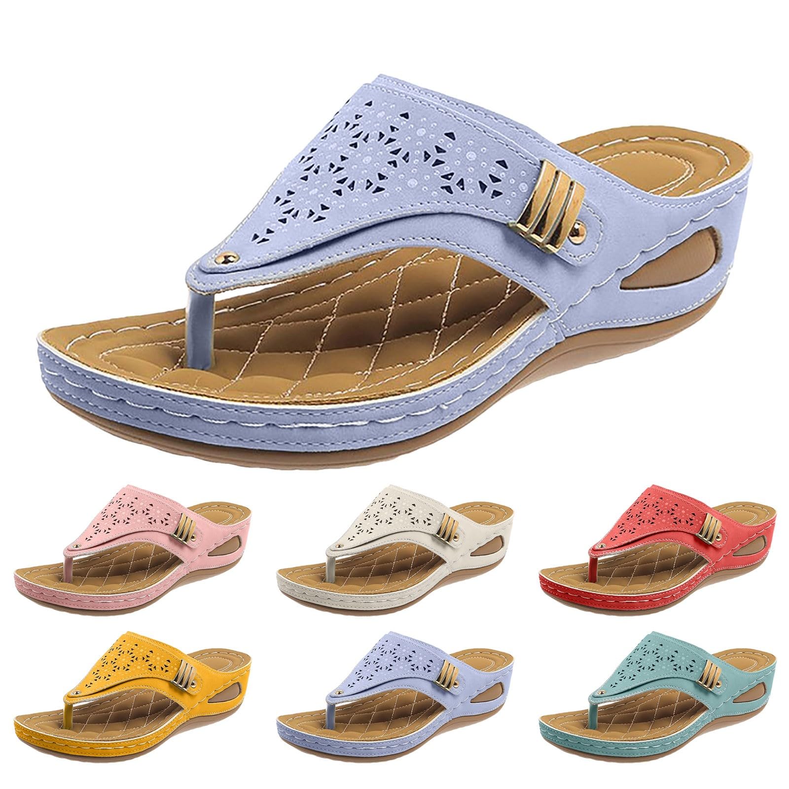 Foto 4 pulgar | Sandalias Ortopédicas Con Soporte Para Arco Para Mujer, Color Azul Claro - Venta Internacional.