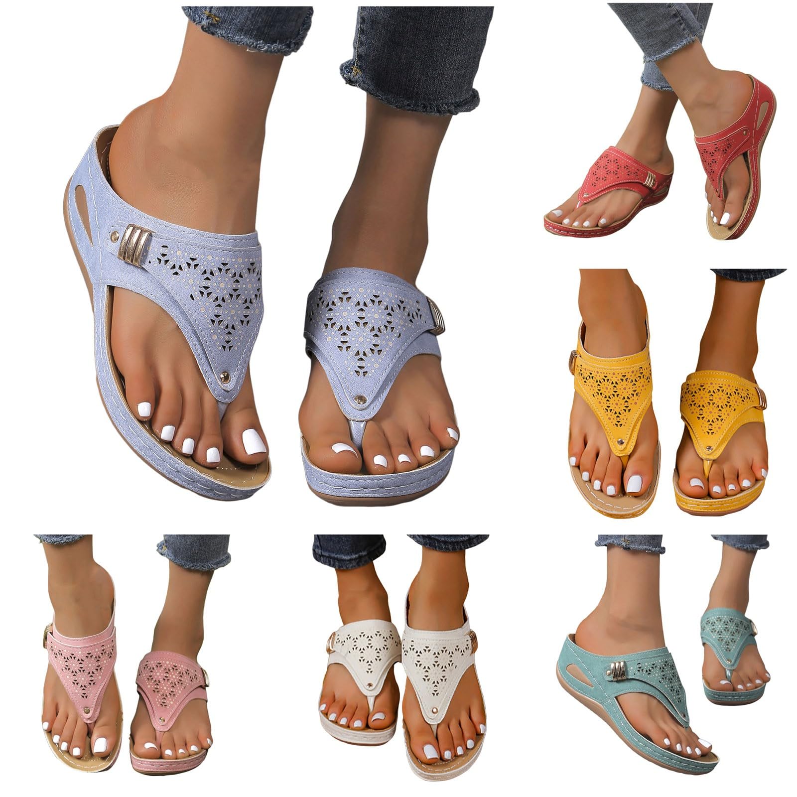 Foto 5 pulgar | Sandalias Ortopédicas Con Soporte Para Arco Para Mujer, Color Azul Claro - Venta Internacional.