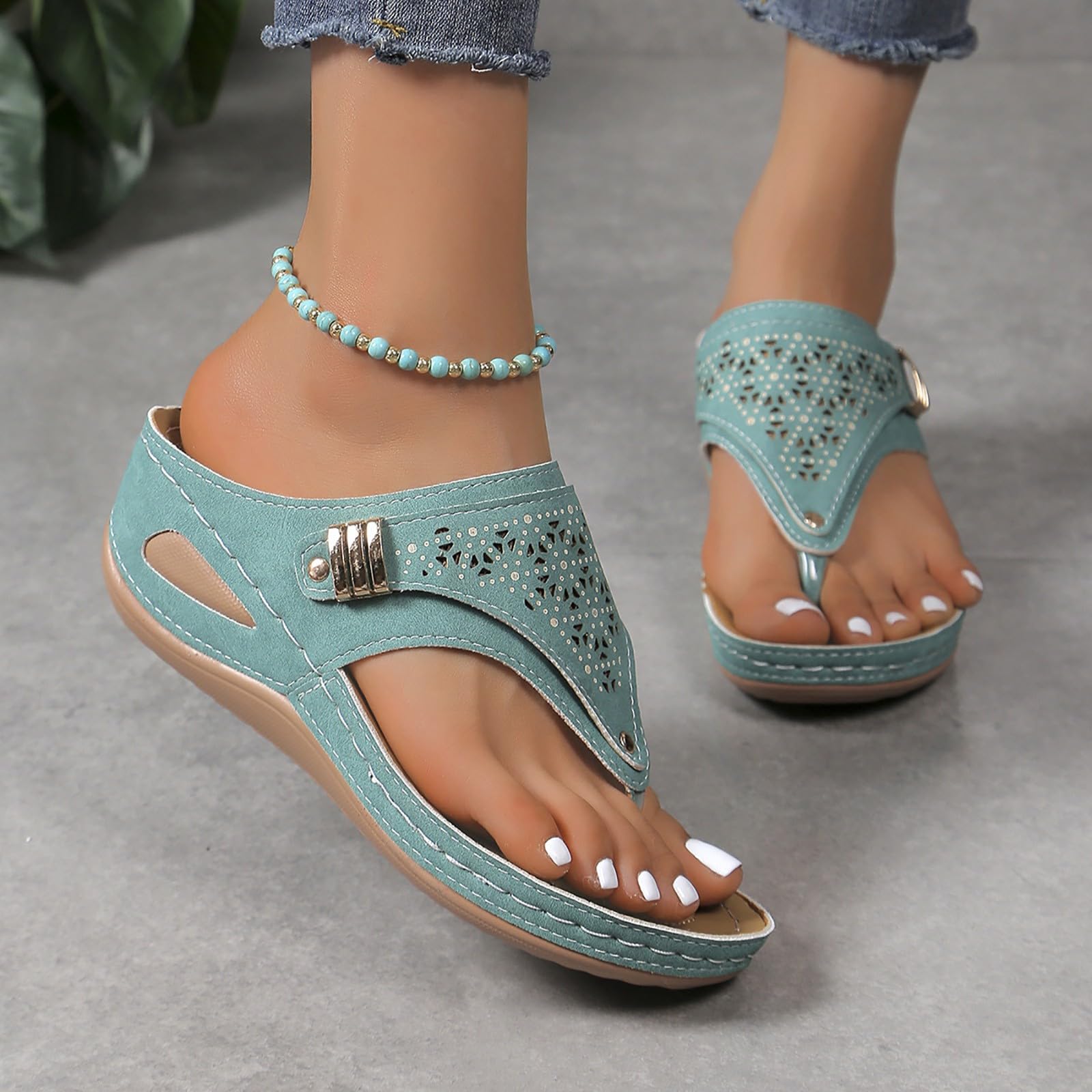 Foto 2 pulgar | Sandalias Ortopédicas Para Mujer Arch Support Green 9 - Venta Internacional.