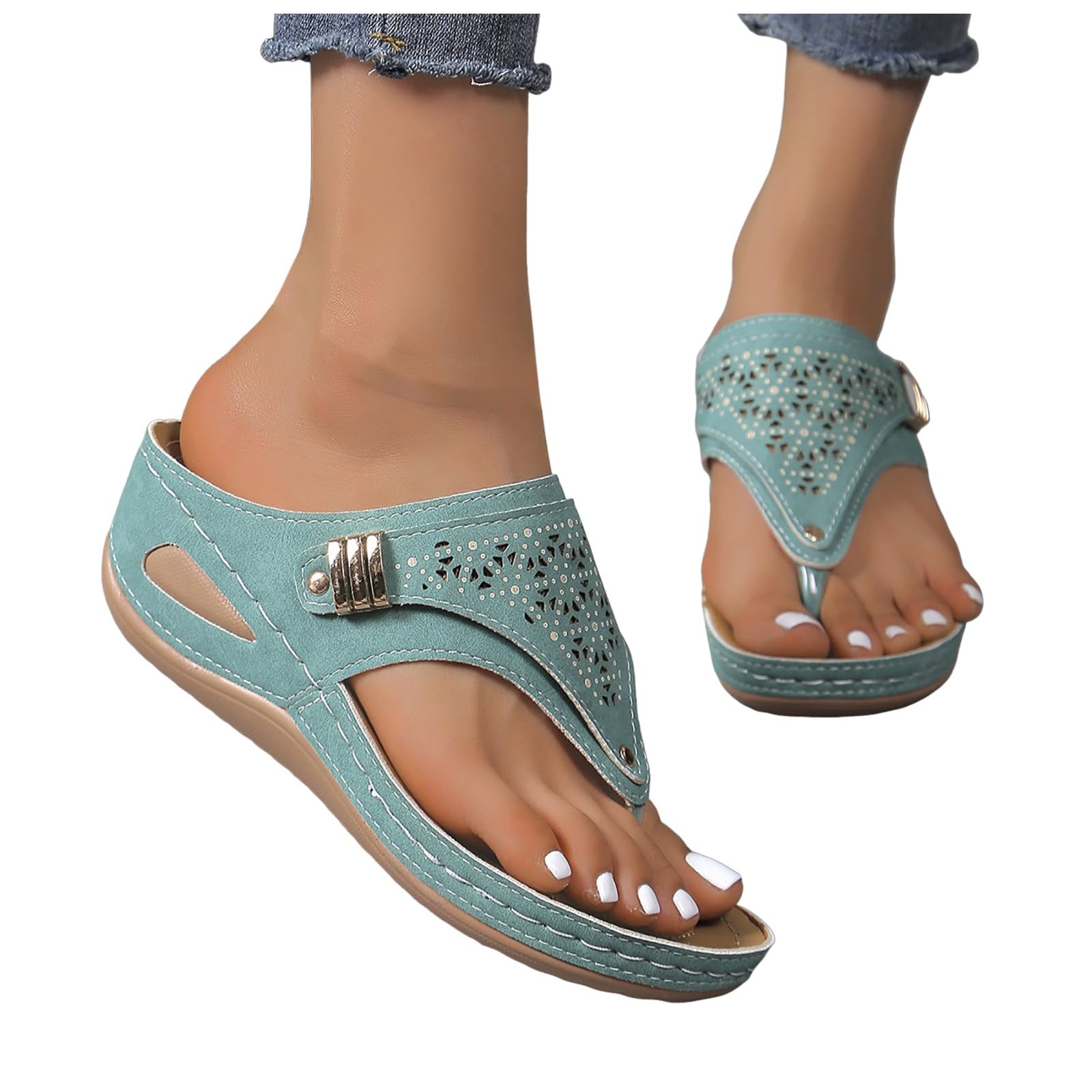Foto 4 pulgar | Sandalias Ortopédicas Para Mujer Arch Support Green 9 - Venta Internacional.