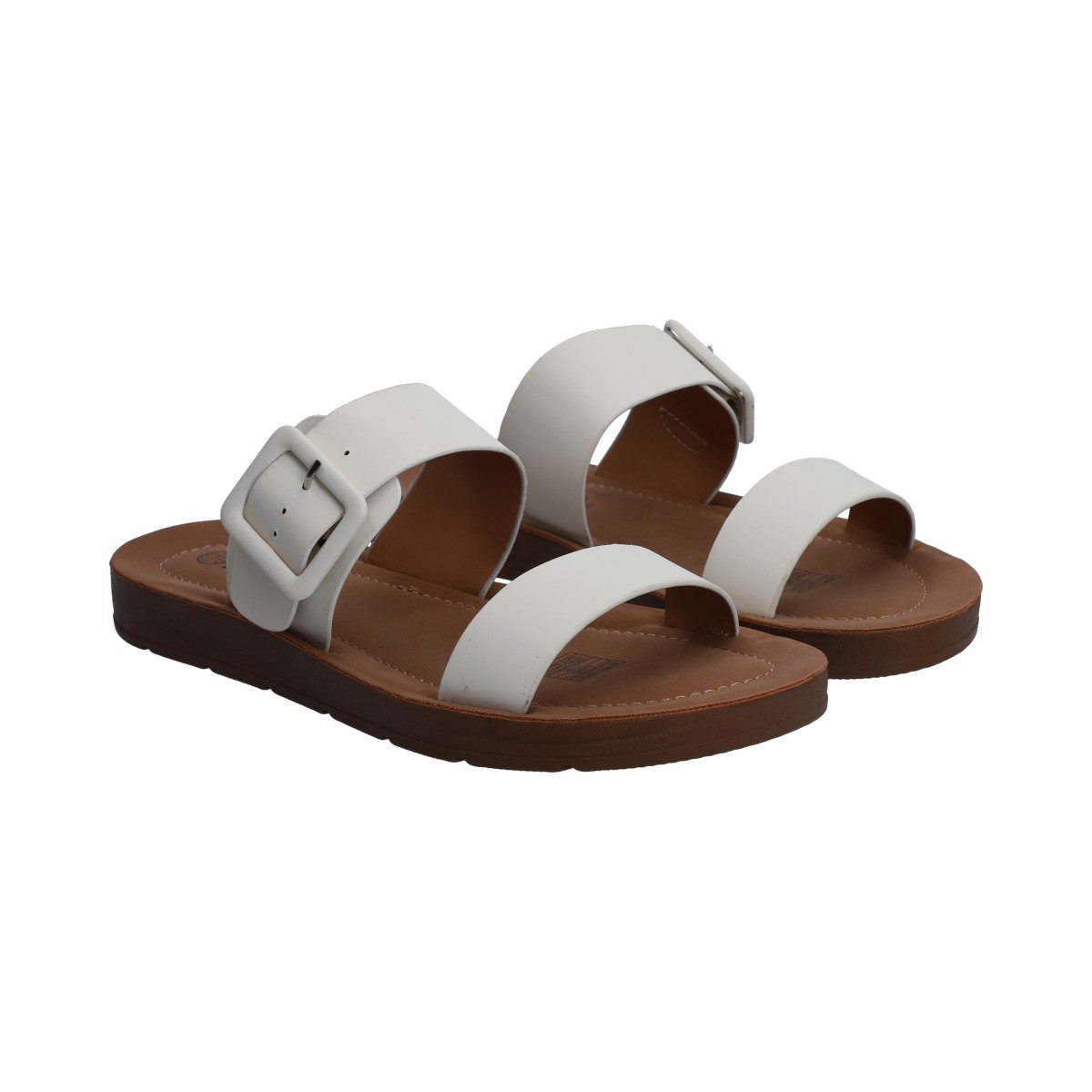 Foto 2 pulgar | Sandalias Berlin Blancas Piso Bajo para Mujer
