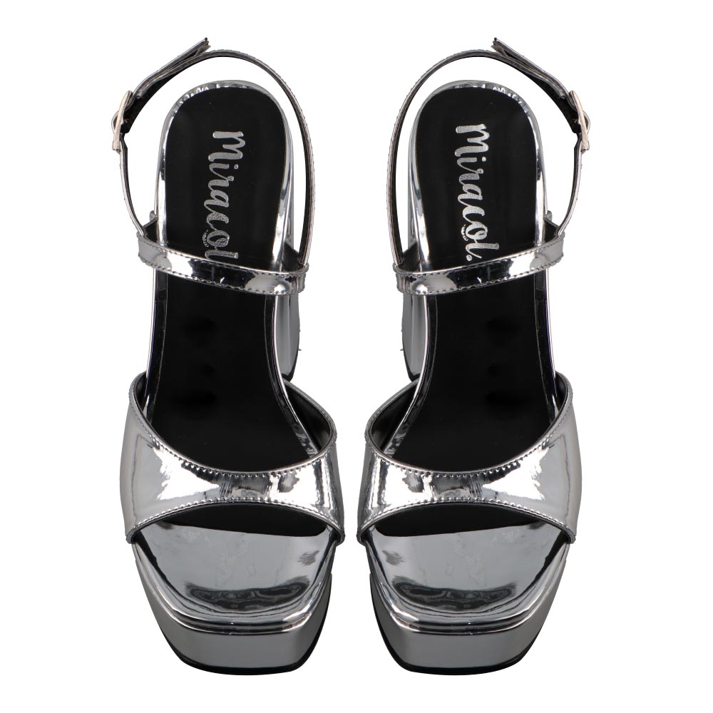 Foto 7 pulgar | Sandalia Dama Elegante Miracol By Mama Lola 9528 Plata Tacon Alto Fiesta Talla 23 A 26 M