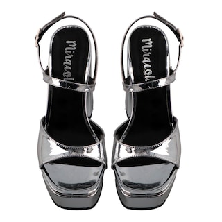 Foto 6 | Sandalia Dama Elegante Miracol By Mama Lola 9528 Plata Tacon Alto Fiesta Talla 23 A 26 M
