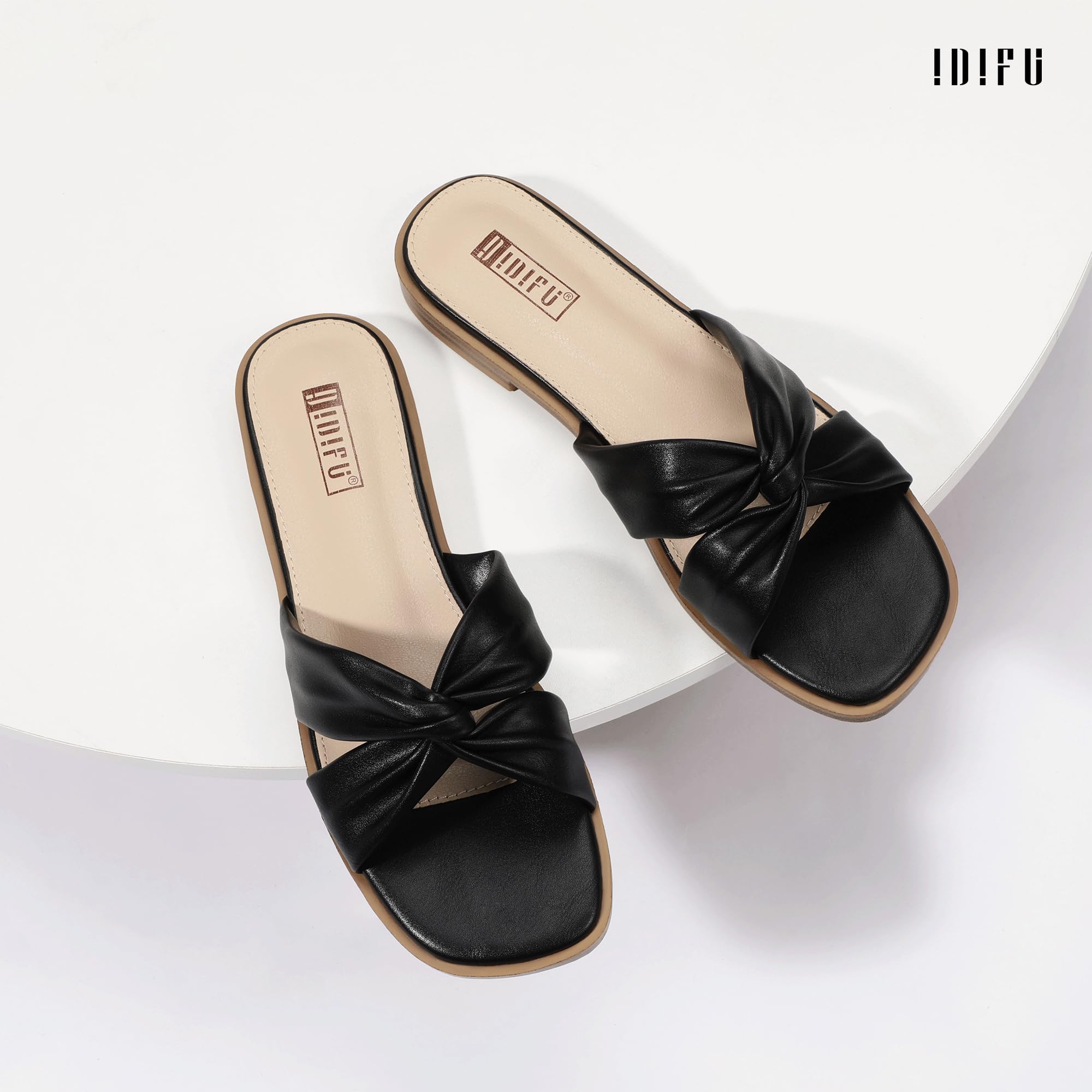 Foto 5 pulgar | Sandalias Idifu Negras Cuadradas Con Punta Abierta Sin Cordones Para Mujer - Venta Internacional.