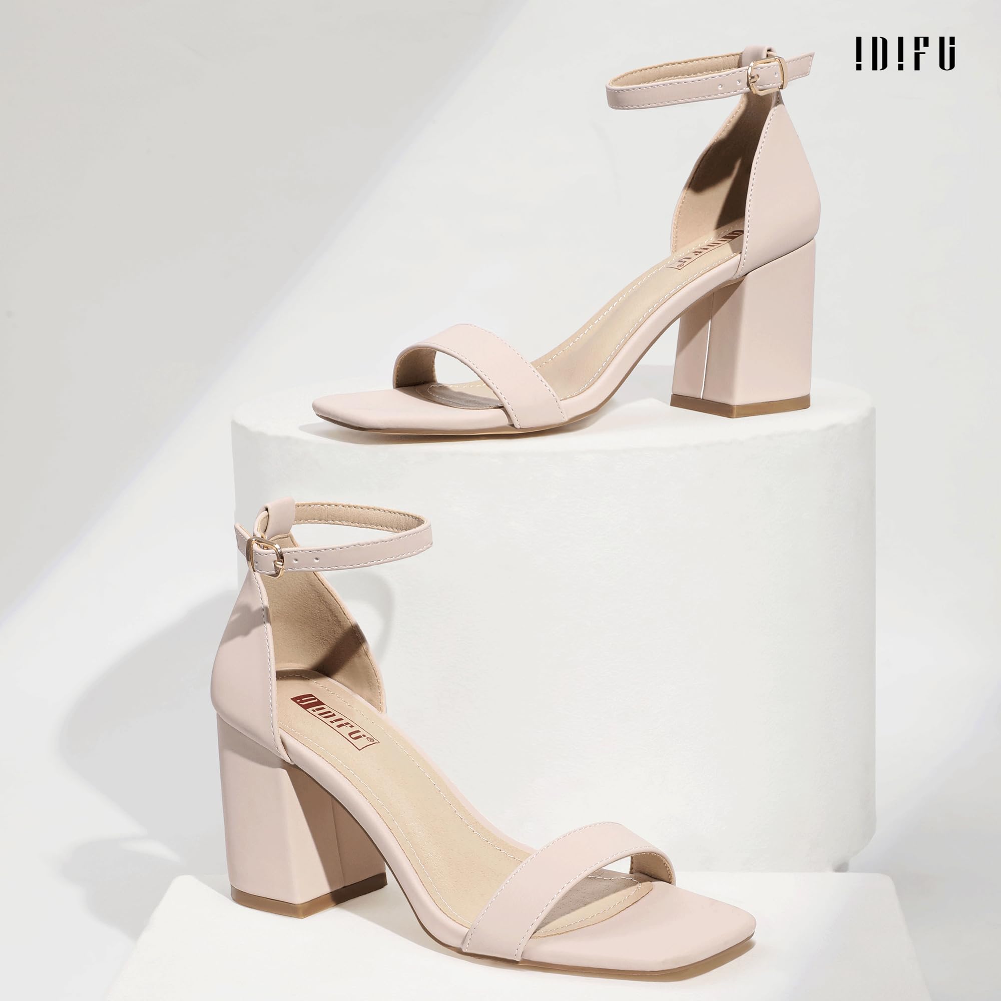 Foto 6 pulgar | Sandalias De Tacón Idifu Nude Nubuck Para Mujer 8 Cm Tacón Talla 5.5 - Venta Internacional.