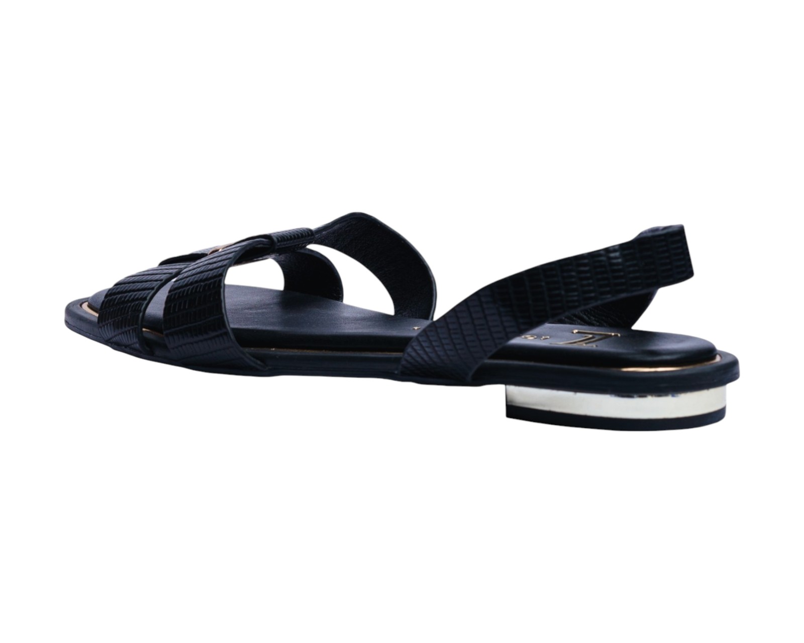Foto 5 pulgar | Sandalia Piso Para Mujer Lob Footwear Pu Lizard Negro 93305055