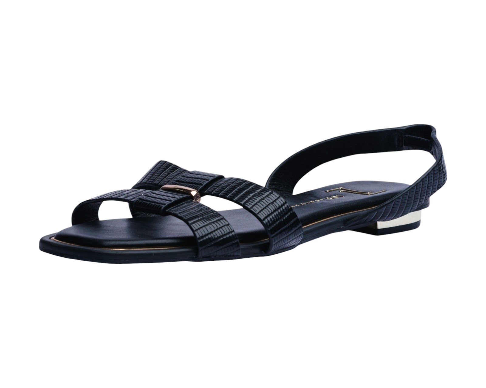 Foto 7 pulgar | Sandalia Piso Para Mujer Lob Footwear Pu Lizard Negro 93305055