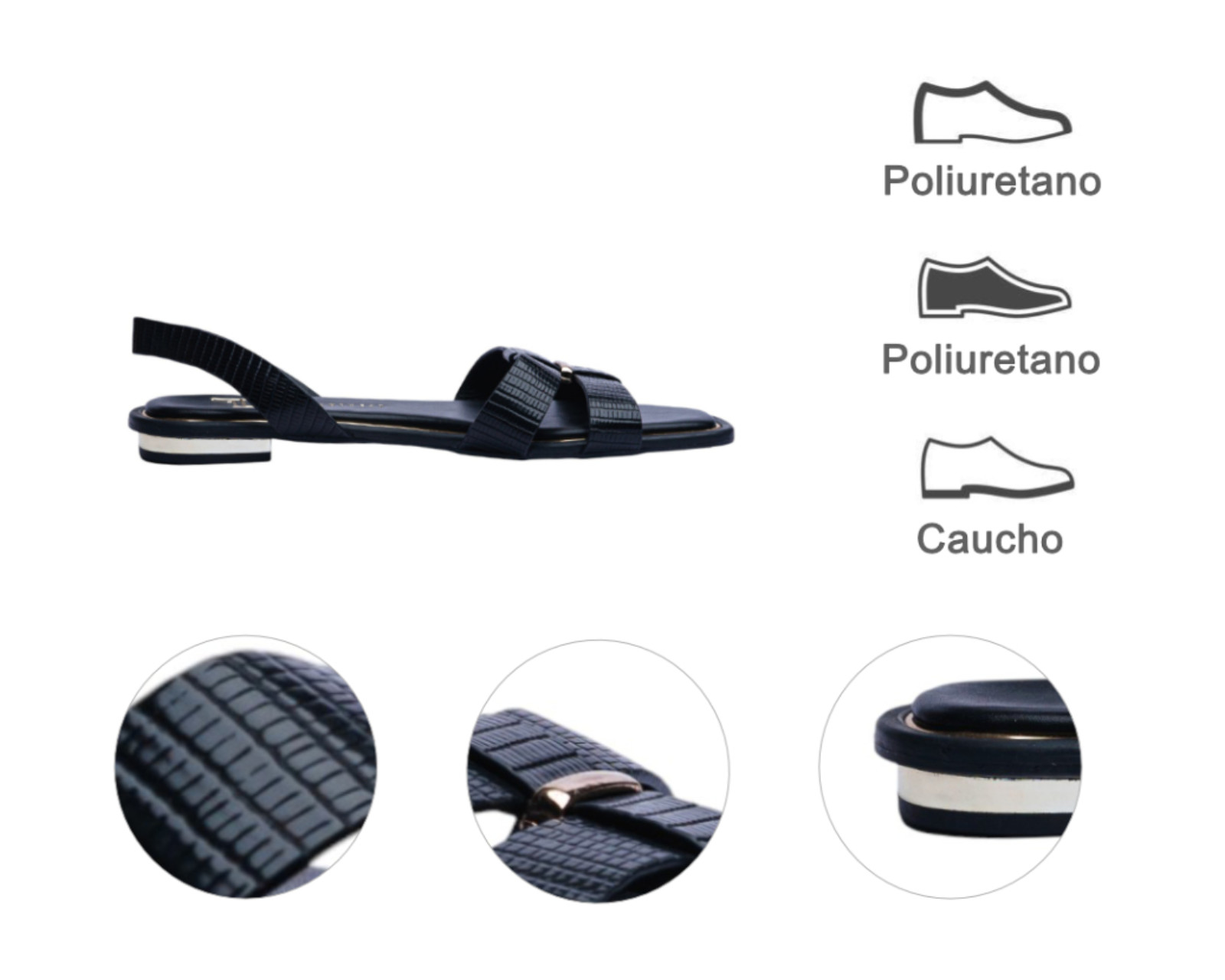 Foto 9 pulgar | Sandalia Piso Para Mujer Lob Footwear Pu Lizard Negro 93305055
