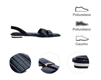 Foto 8 | Sandalia Piso Para Mujer Lob Footwear Pu Lizard Negro 93305055
