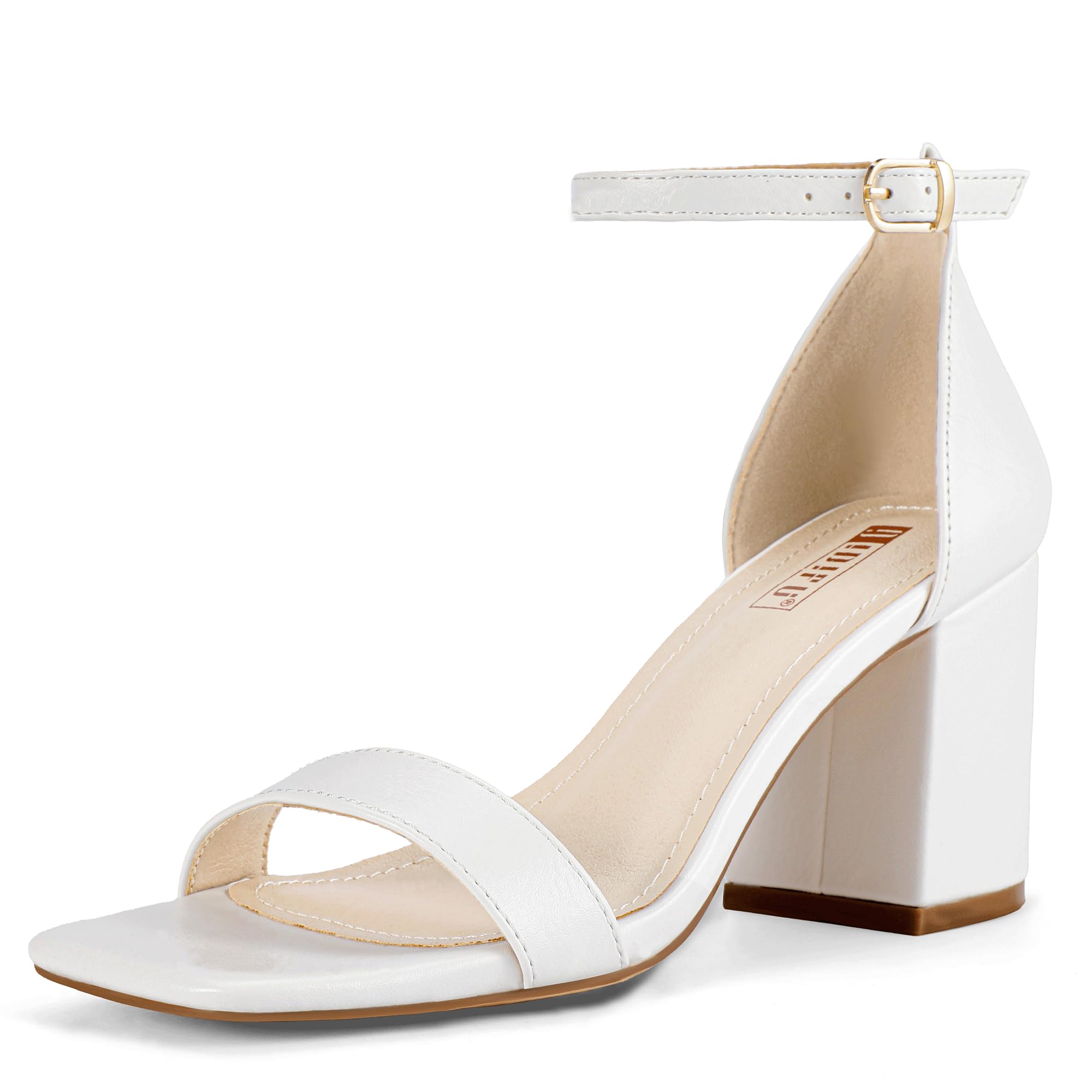 Foto 2 pulgar | Sandalias De Tacón Idifu Blancas Para Mujer Con Tacón Grueso De 8 Cm - Venta Internacional.