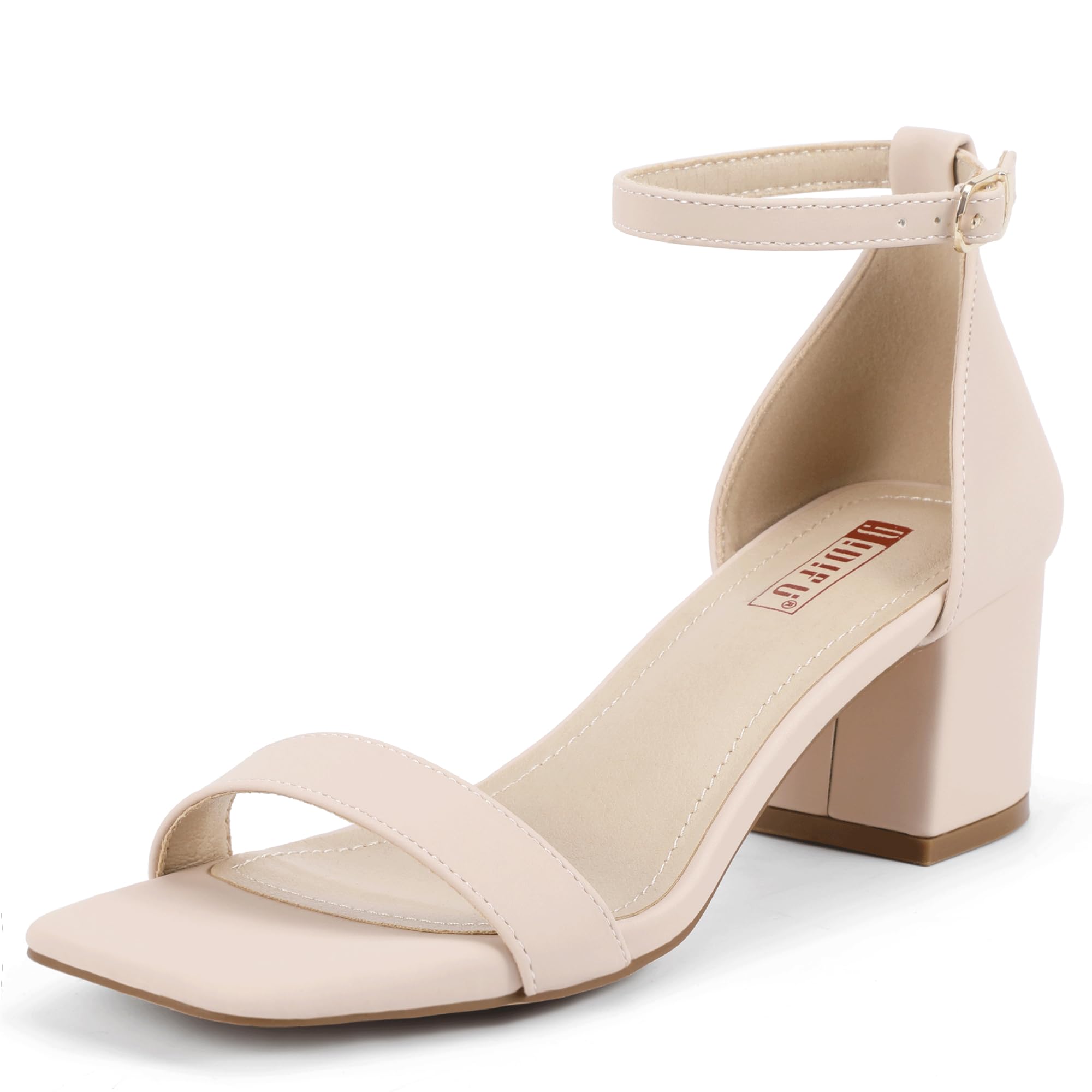 Foto 2 pulgar | Sandalias Idifu Nude Nubuck Con Tacón Bajo Cuadrado Y Punta Abierta Para Mujer - Venta Internacional.