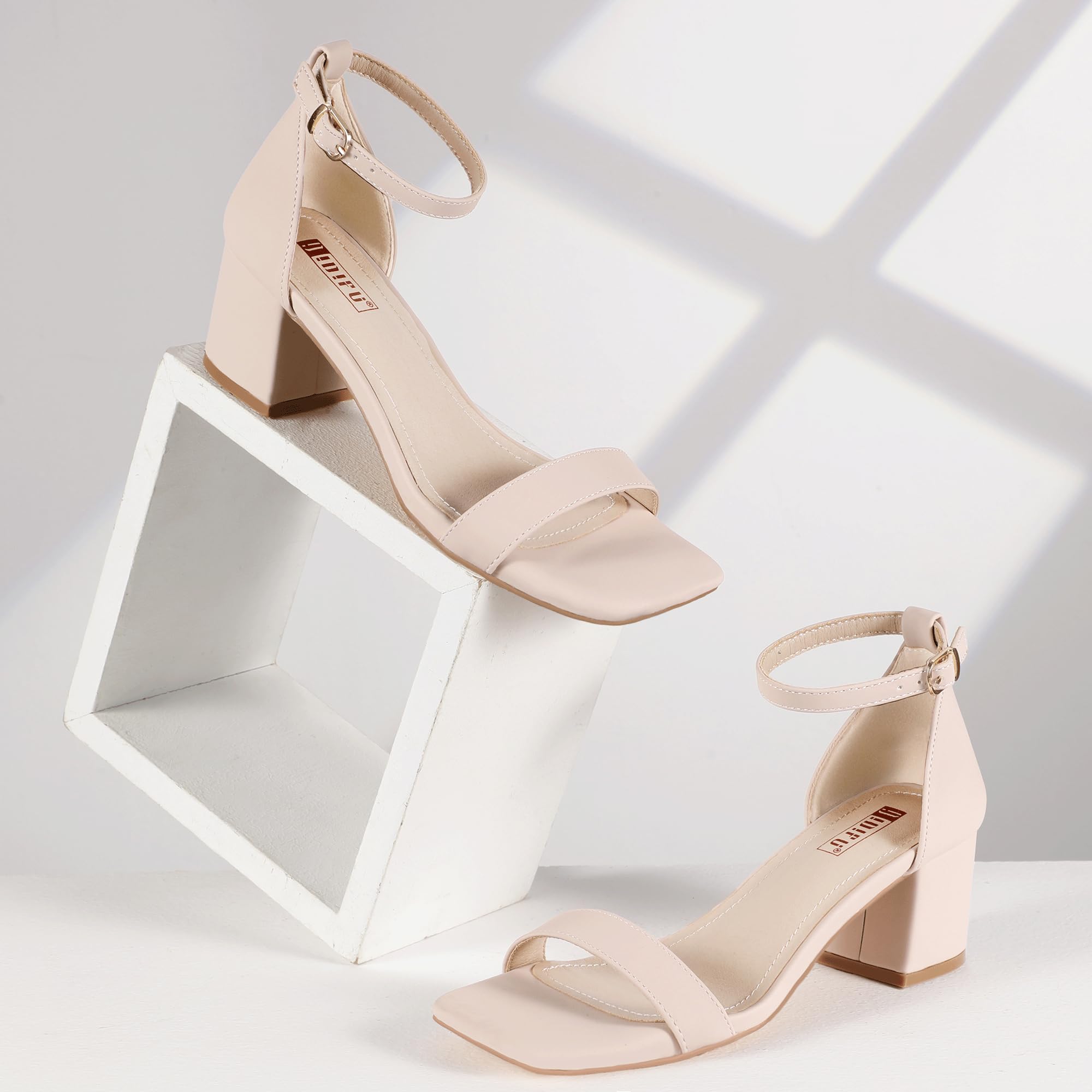 Foto 7 pulgar | Sandalias Idifu Nude Nubuck Con Tacón Bajo Cuadrado Y Punta Abierta Para Mujer - Venta Internacional.