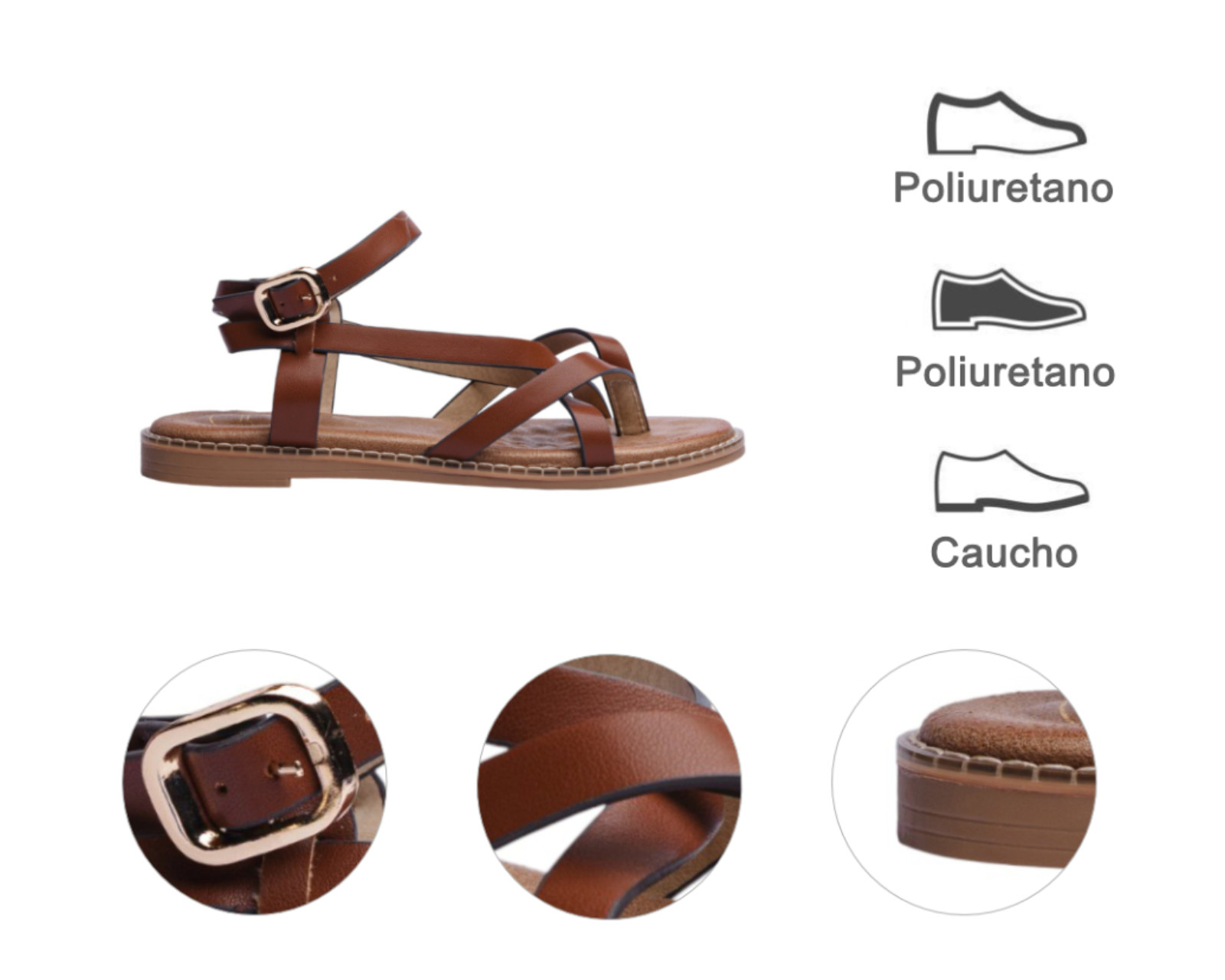 Foto 2 pulgar | Sandalia Piso Para Mujer Lob Footwear Pu Café 53705453