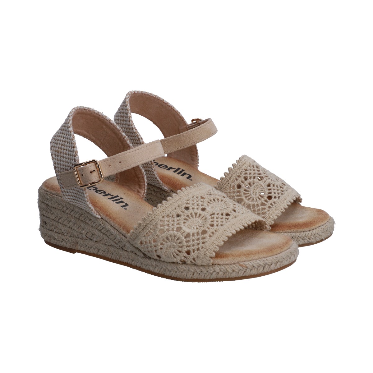 Foto 2 pulgar | Sandalia Dama Plataforma Beige Con Yute Y Crochet